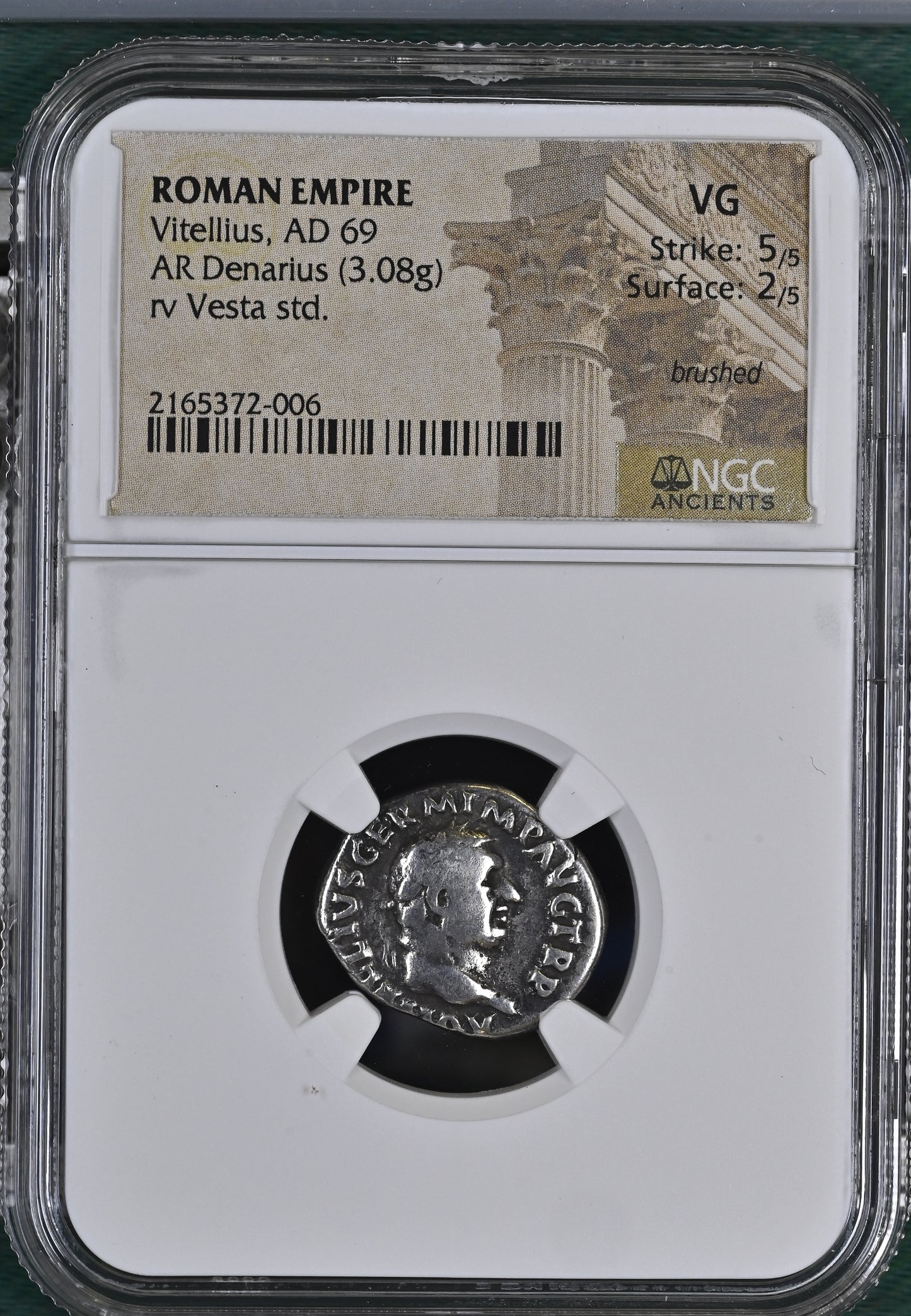 Roman Empire - Vitellius - Silver Denarius - NGC VG - RIC:107