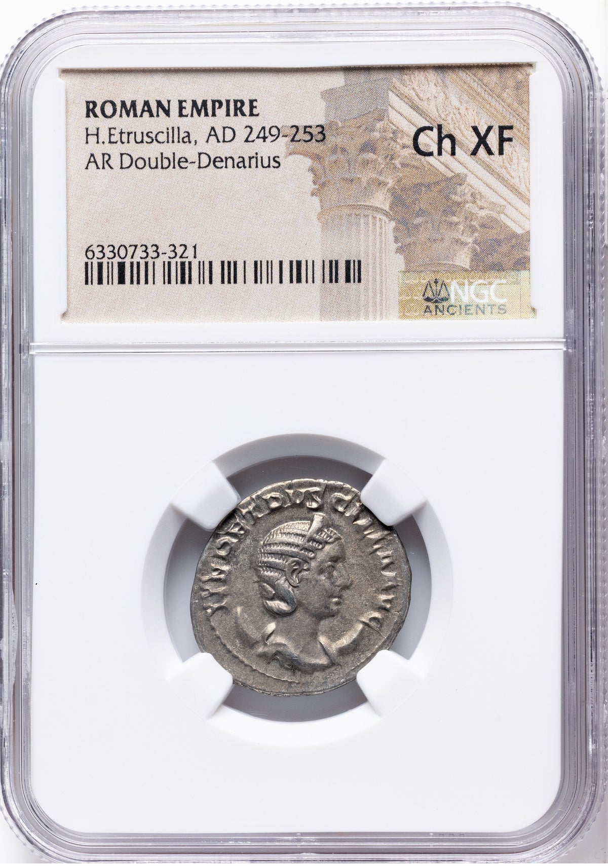 Roman Empire - Herennia Etruscilla - Silver Double-Denarius - NGC Ch XF
