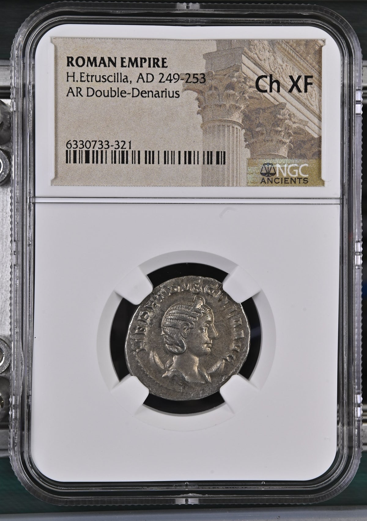 Roman Empire - Herennia Etruscilla - Silver Double-Denarius - NGC Ch XF
