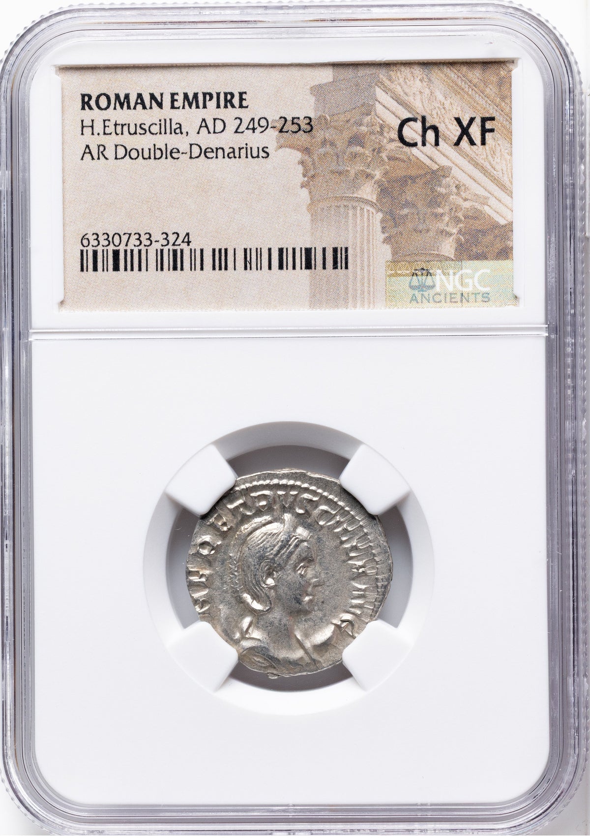 Roman Empire - Herennia Etruscilla - Silver Double-Denarius - NGC Ch XF