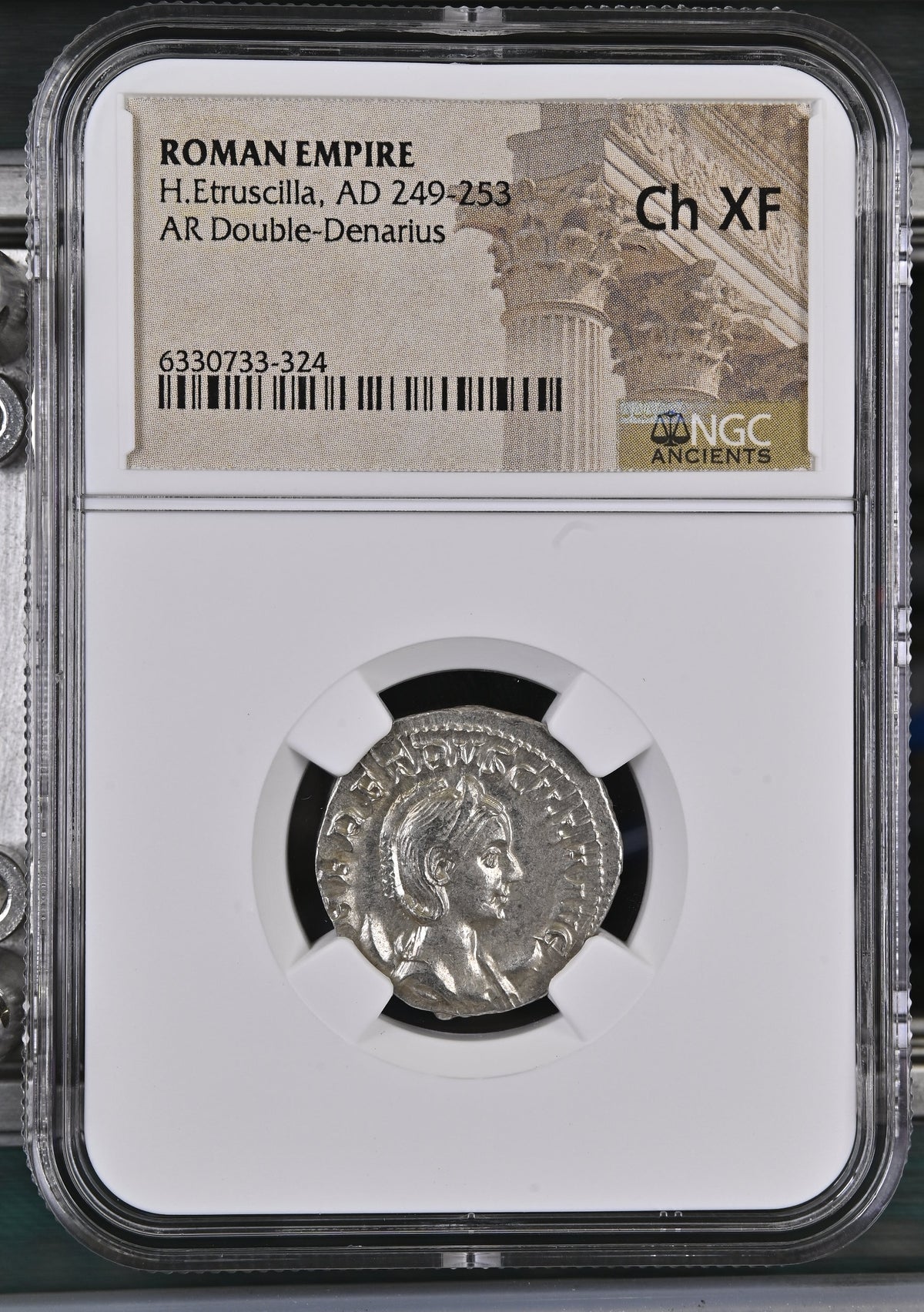 Roman Empire - Herennia Etruscilla - Silver Double-Denarius - NGC Ch XF