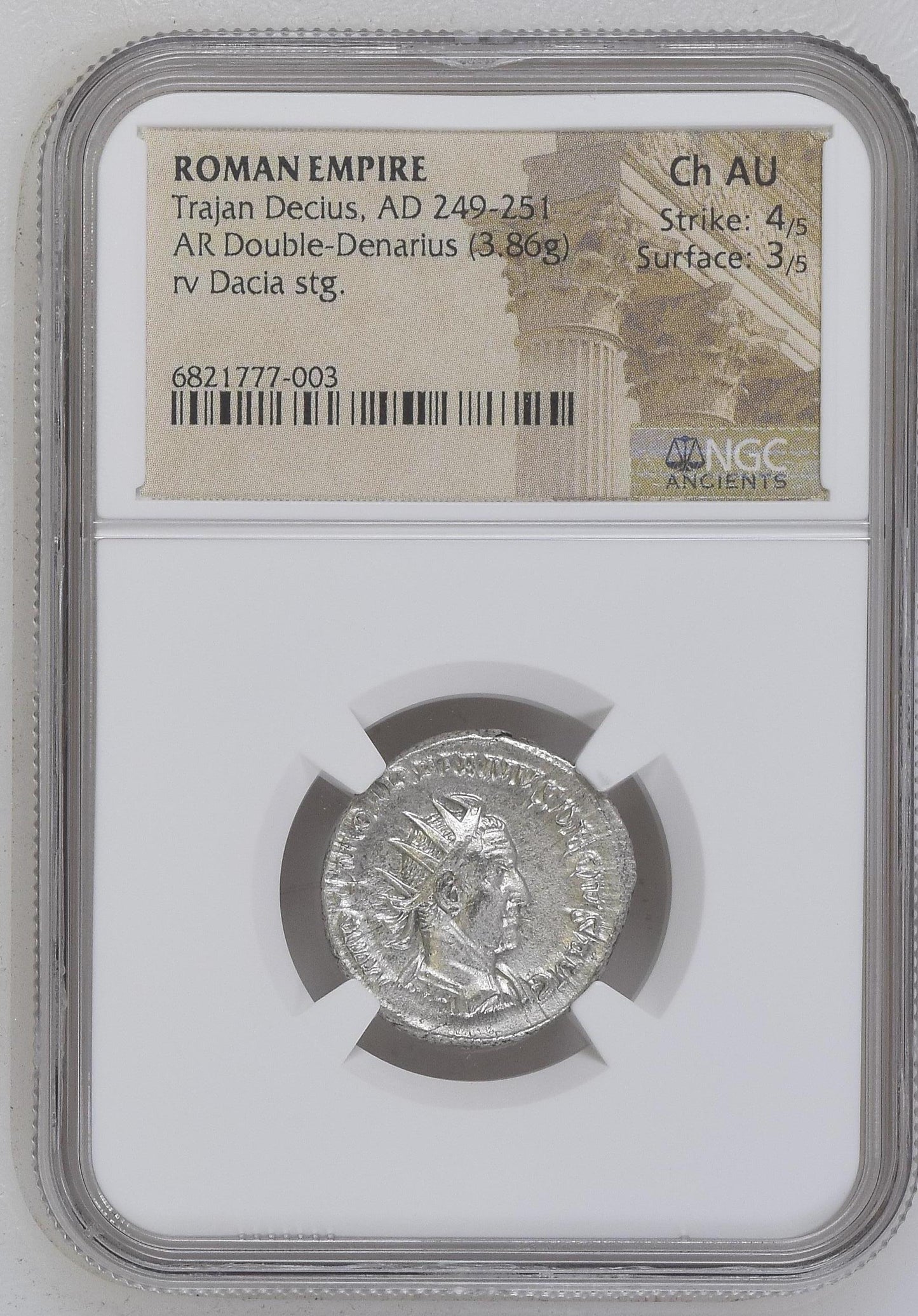 Roman Empire - Trajan Decius - Silver Double-Denarius - NGC Ch AU - RIC:12b