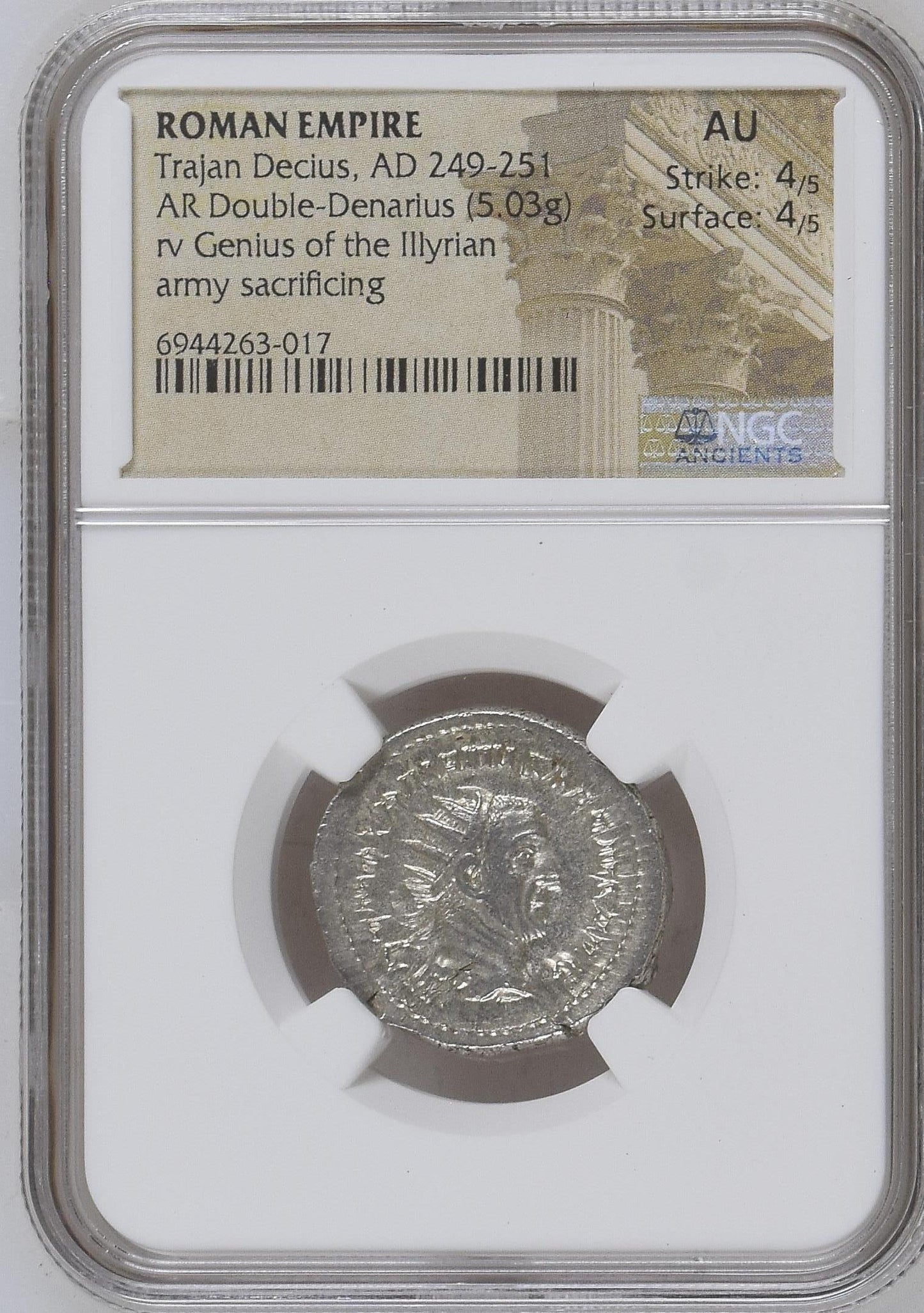 Roman Empire - Trajan Decius - Silver Double-Denarius - NGC AU - RIC:16