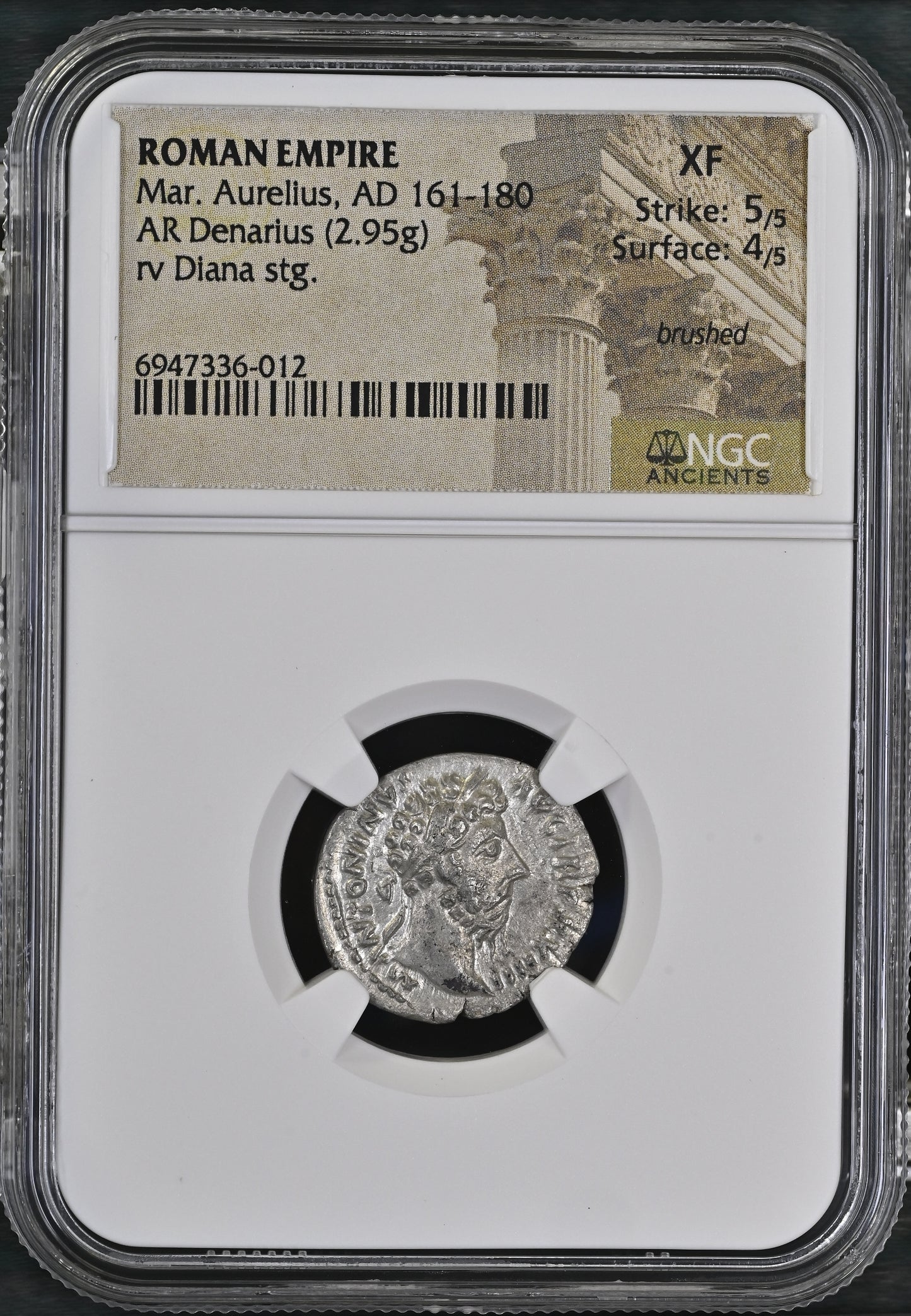 Roman Empire - Marcus Aurelius - Silver Denarius - NGC XF - RIC:212