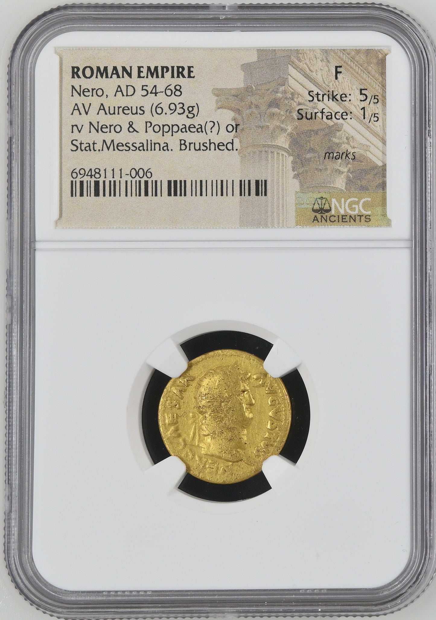 Roman Empire - Nero - Gold Aureus - NGC F - RIC:44