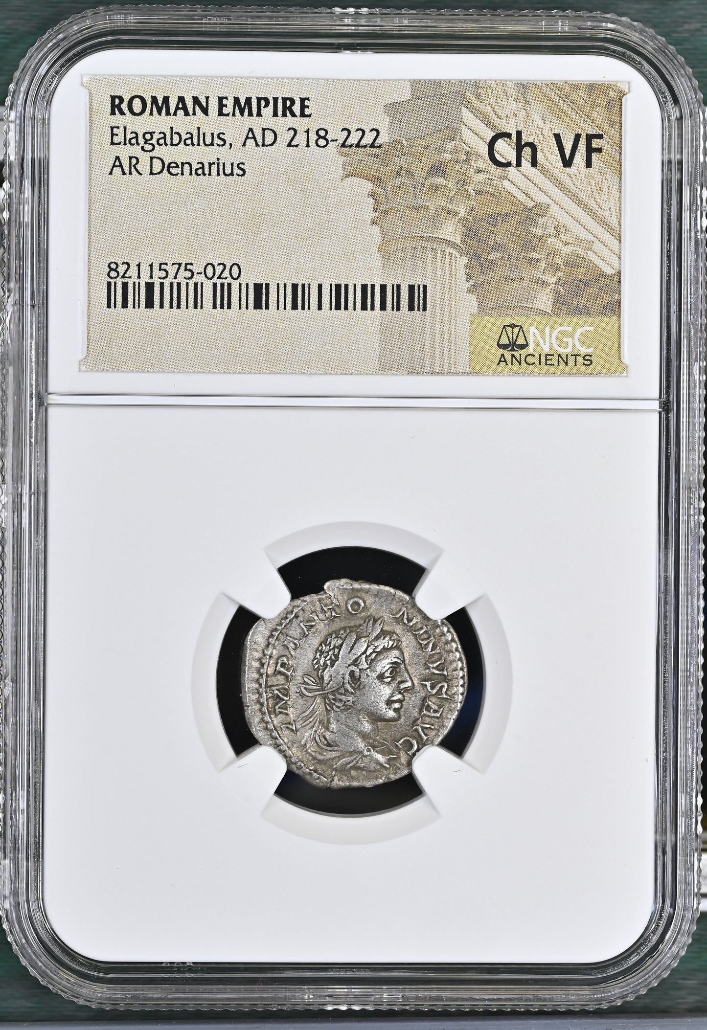 Roman Empire - Elagabalus - Silver Denarius - NGC Ch VF