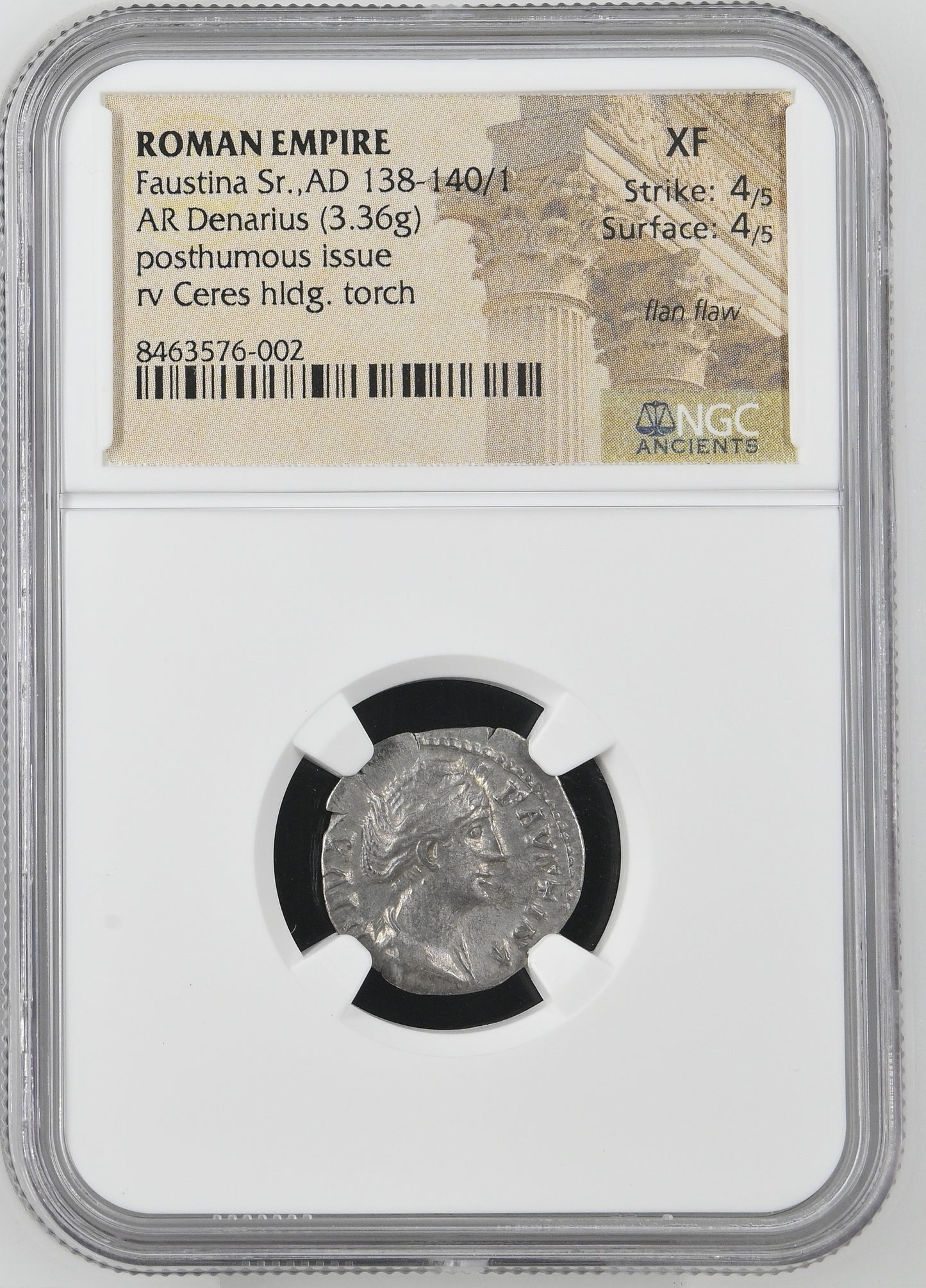 Roman Empire - Faustina I - Silver Denarius - NGC XF - RIC:362