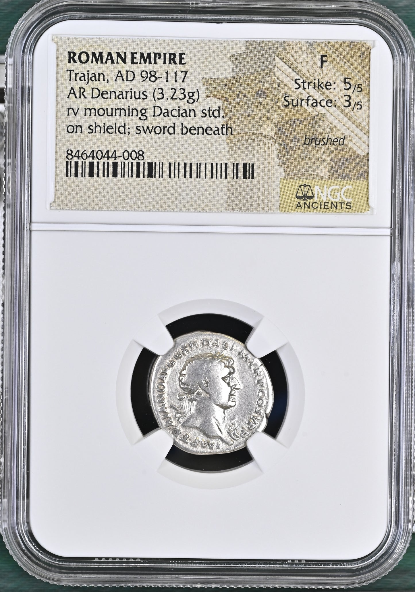 Roman Empire - Trajan - Silver Denarius - NGC F - RIC:218
