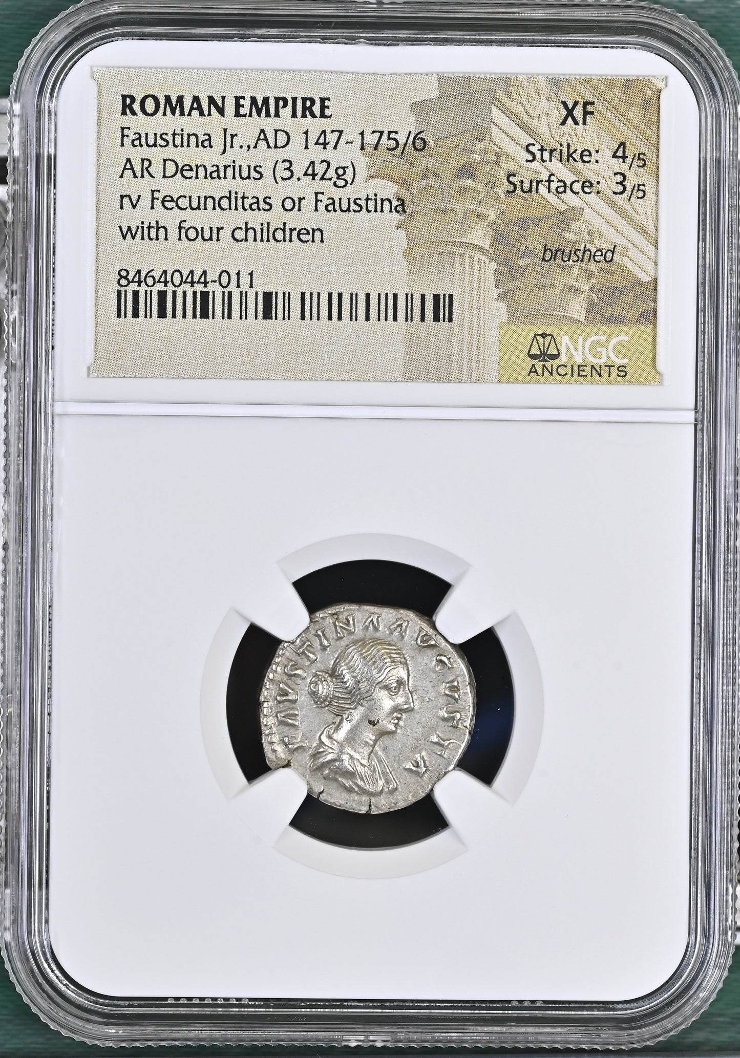 Roman Empire - Faustina II - Silver Denarius - NGC XF - RIC:676