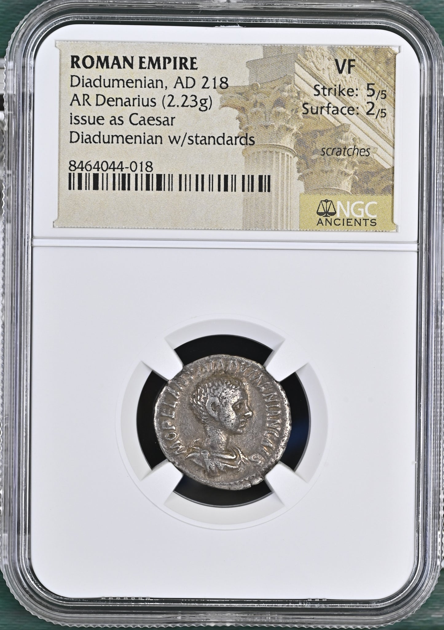 Roman Empire - Diadumenian - Silver Denarius - NGC VF - RIC:102a