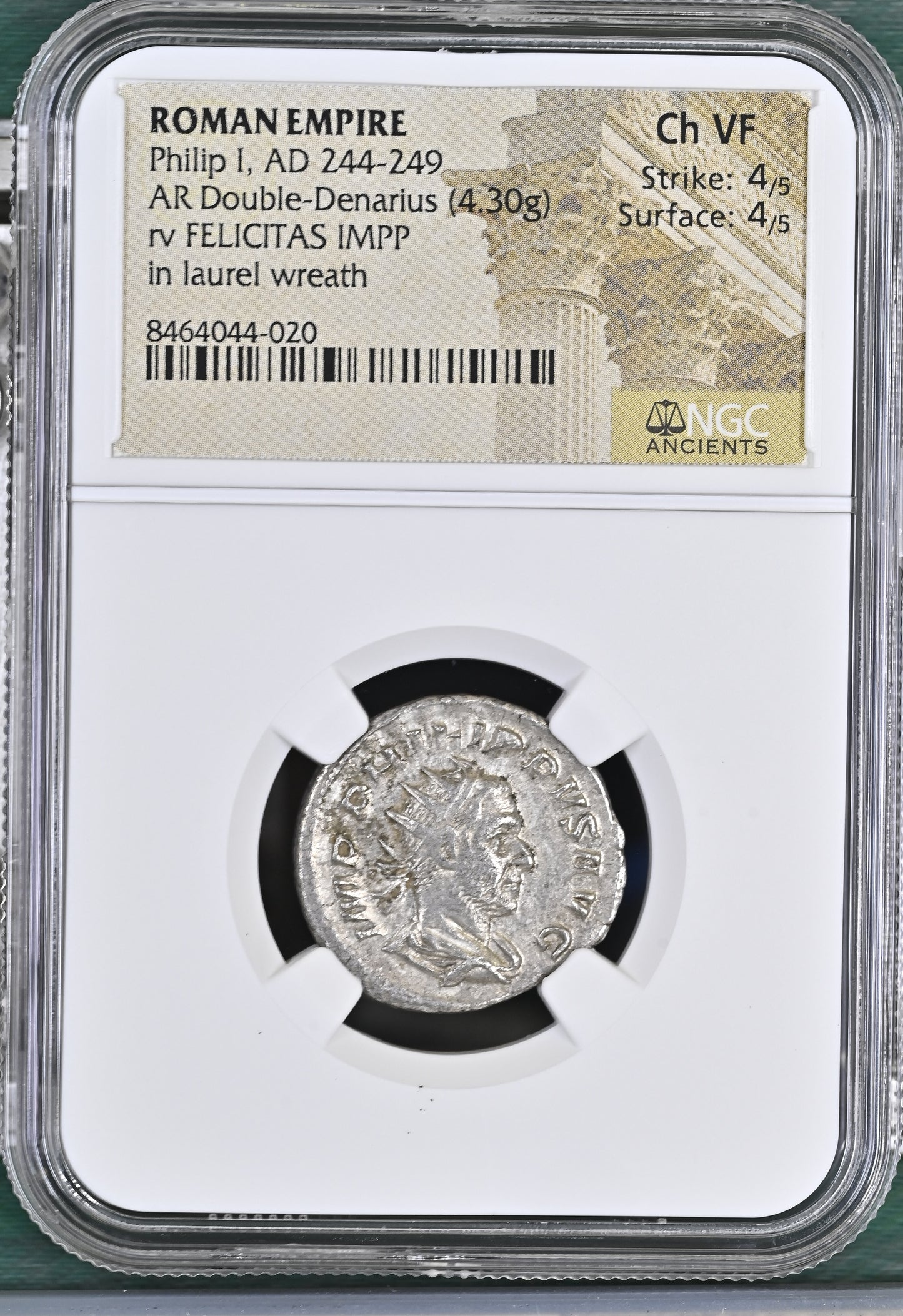 Roman Empire - Philip I - Silver Double-Denarius - NGC Ch VF - RIC:60