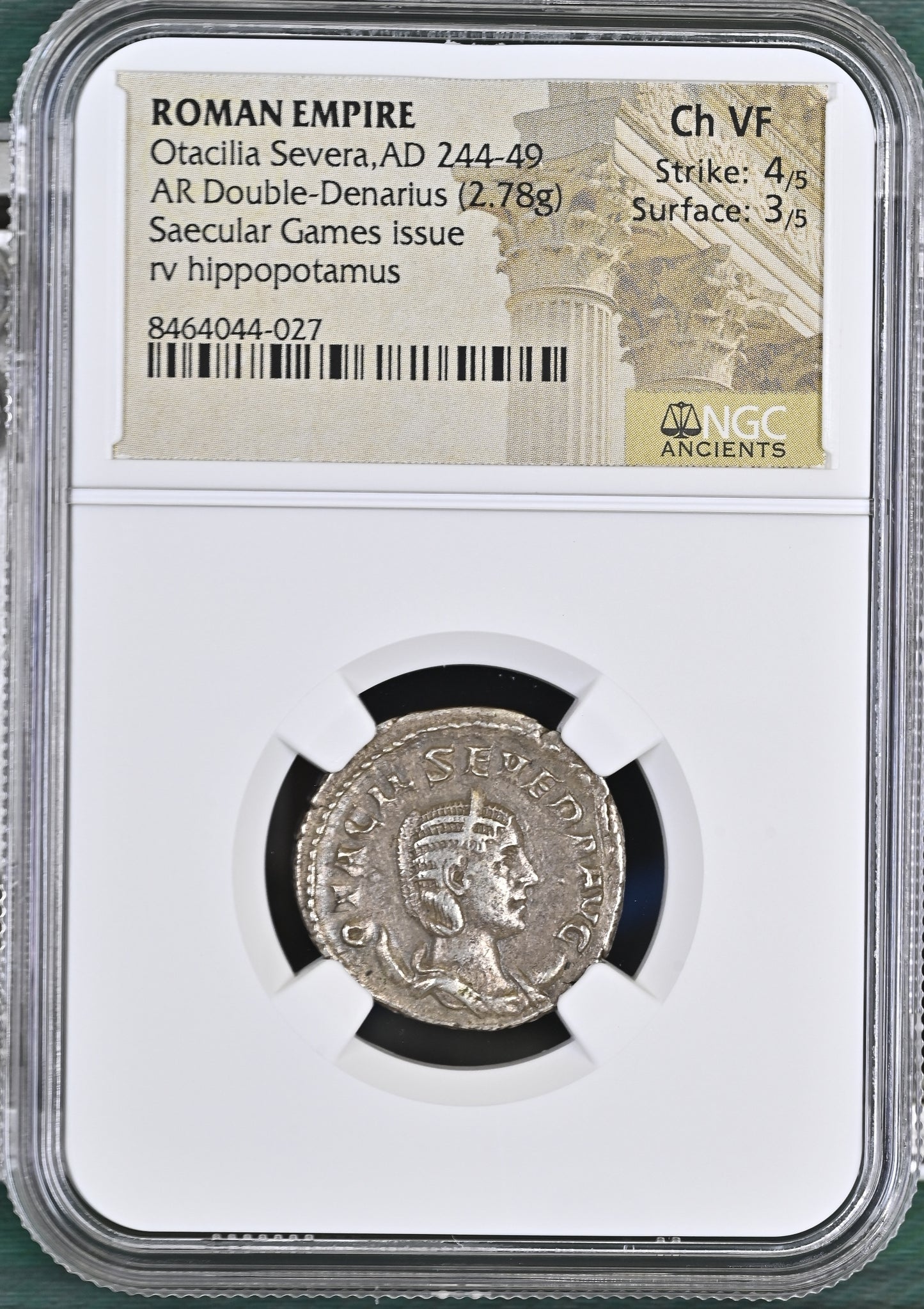 Roman Empire - Otacilia Severa - Silver Double-Denarius - NGC Ch VF - RIC:116b