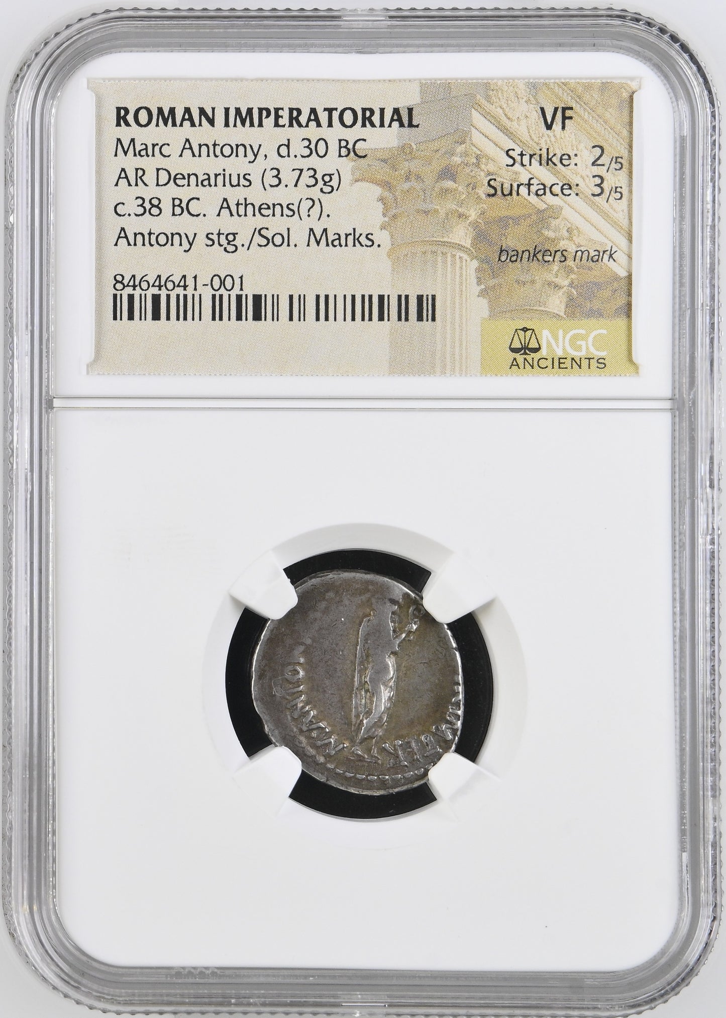 Roman Imperatorial - Marc Antony - Silver Denarius - NGC VF - Crawf. 533/2