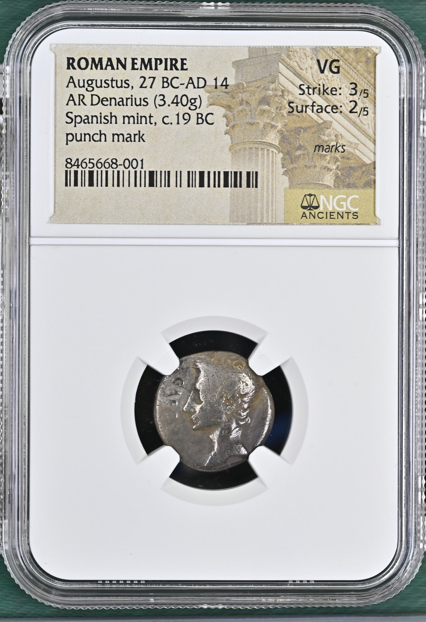 Roman Empire - Augustus - Silver Denarius - NGC VG - RIC:86b