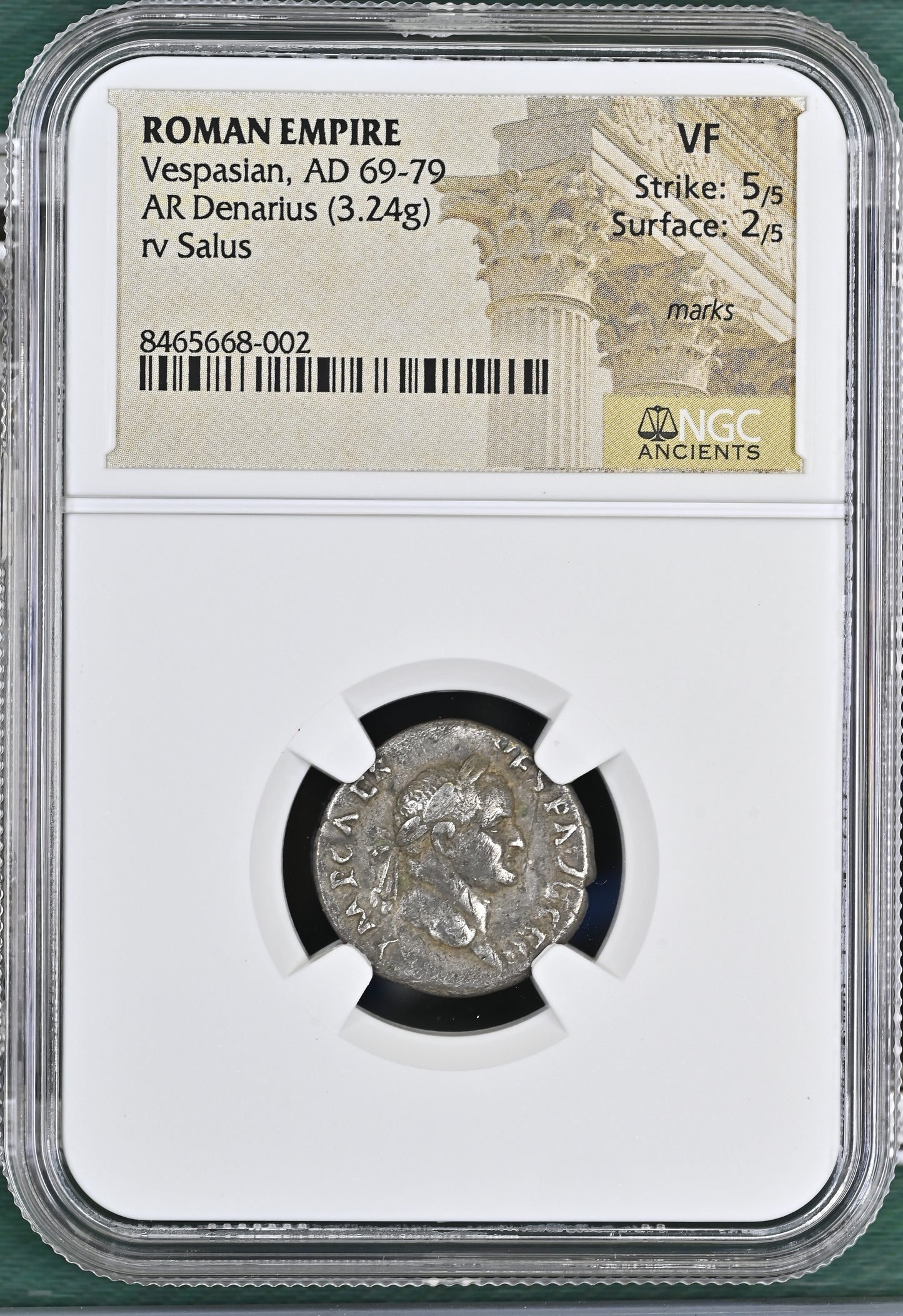 Roman Empire - Vespasian - Silver Denarius - NGC VF- RIC:513