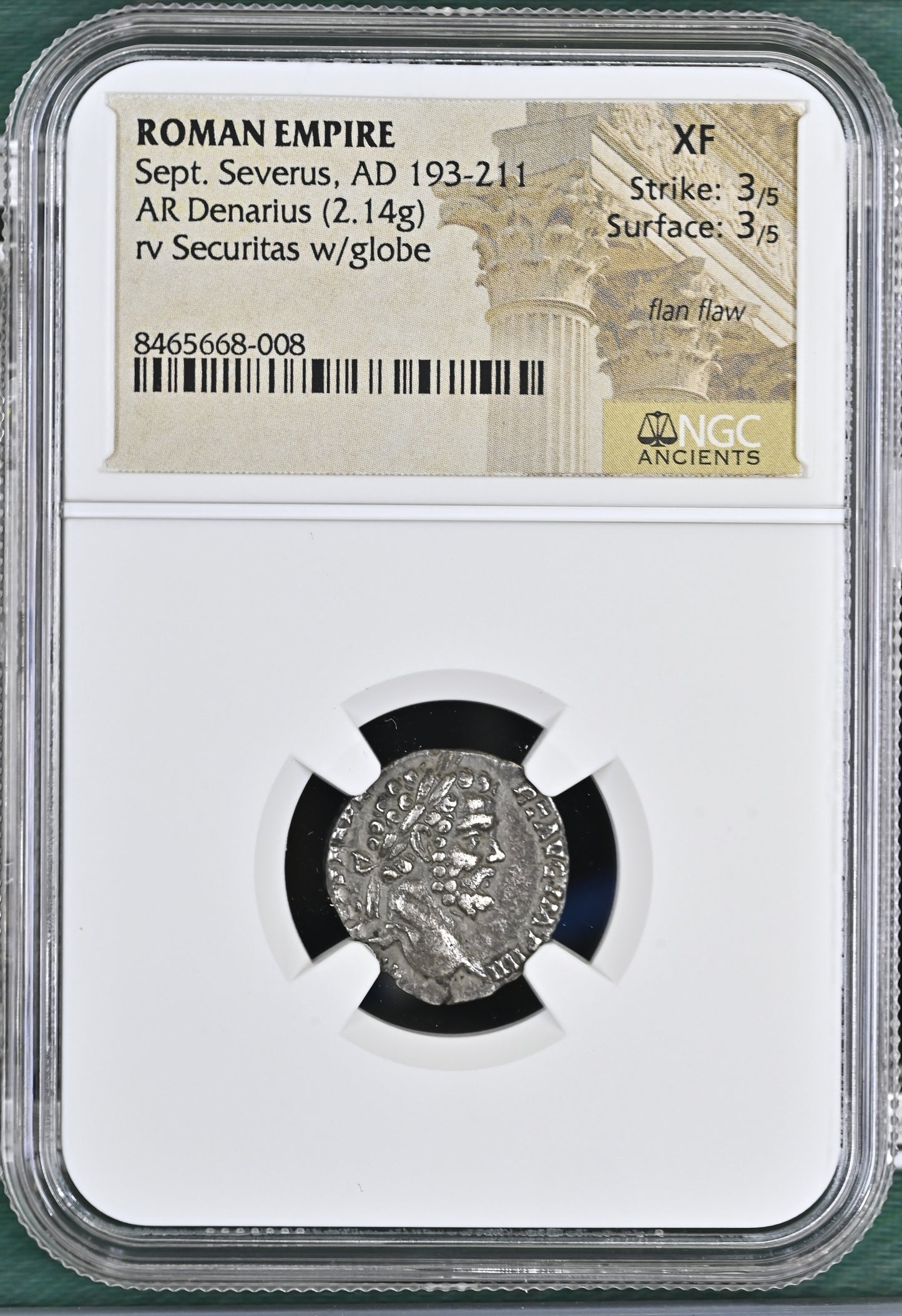 Roman Empire - Septimius Severus - Silver Denarius - NGC XF