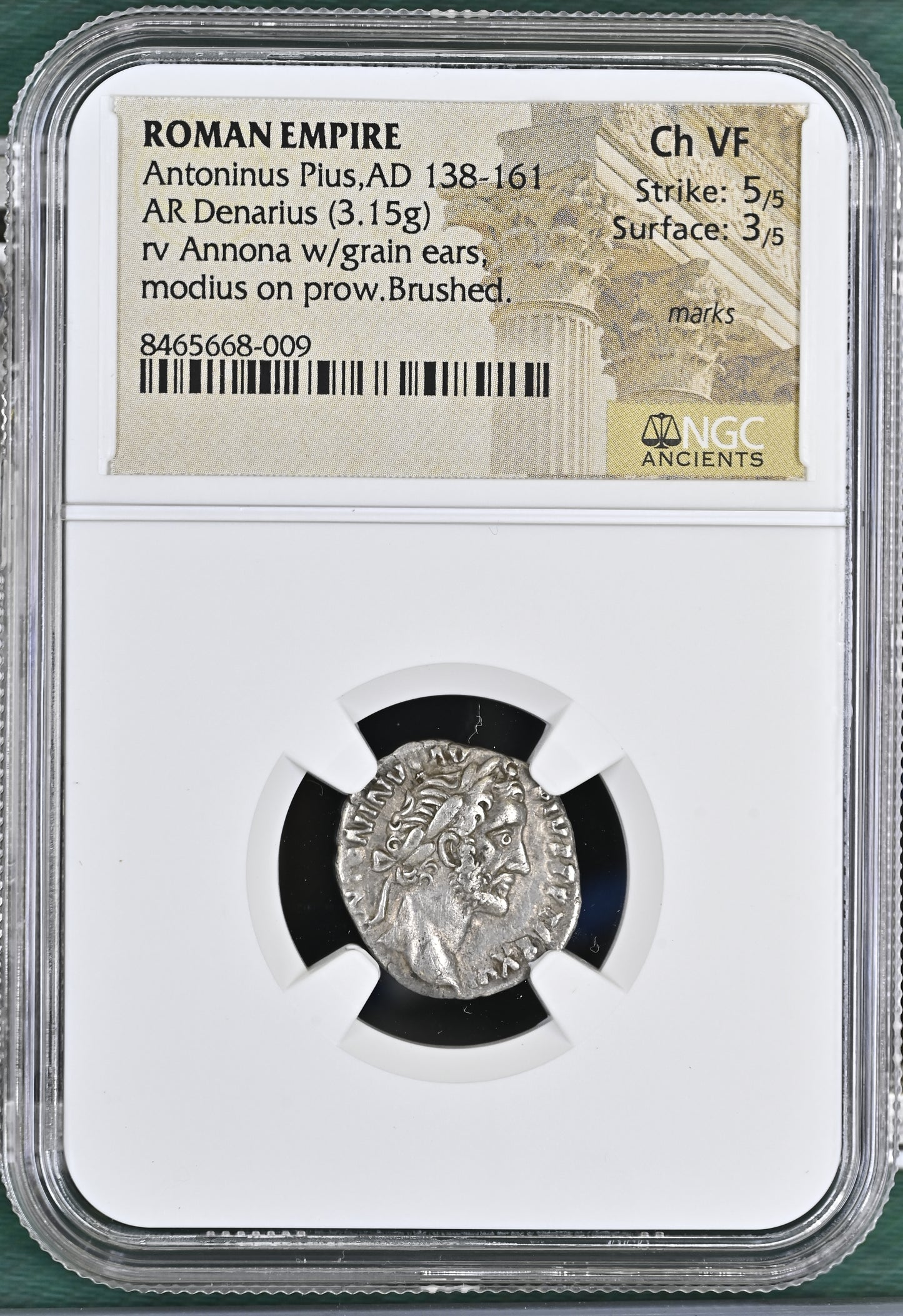 Roman Empire - Antoninus Pius - Silver Denarius - NGC Ch VF