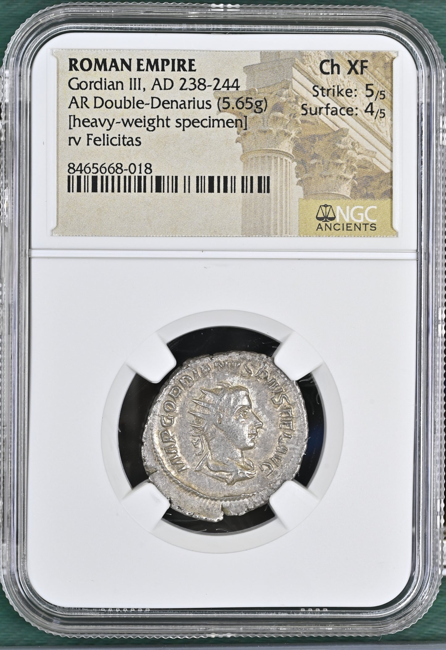 Roman Empire - Gordian III - Silver Double-Denarius - NGC Ch XF - Heavy-Weight Specimen