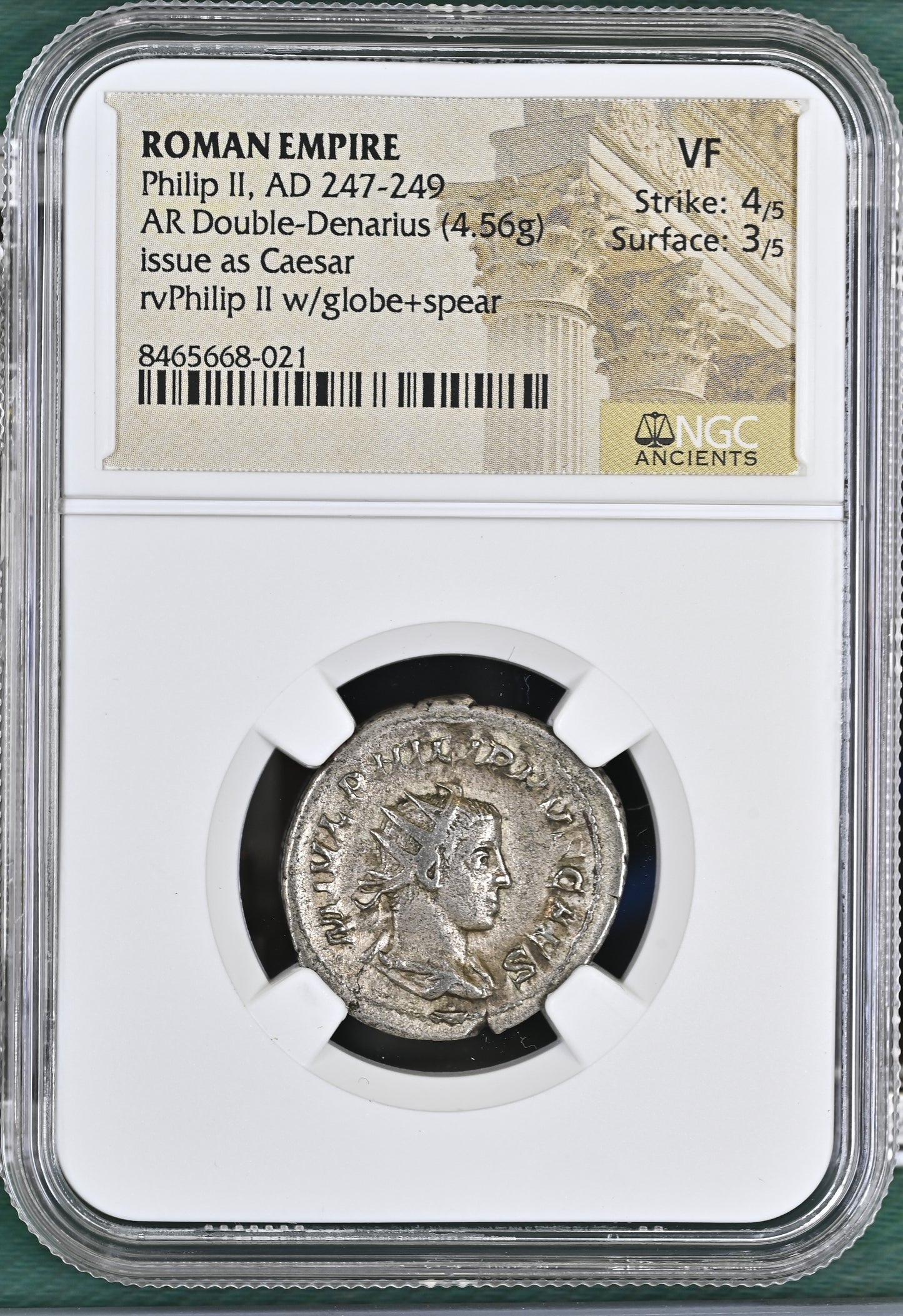 Roman Empire - Philip II - Silver Double-Denarius - NGC VF