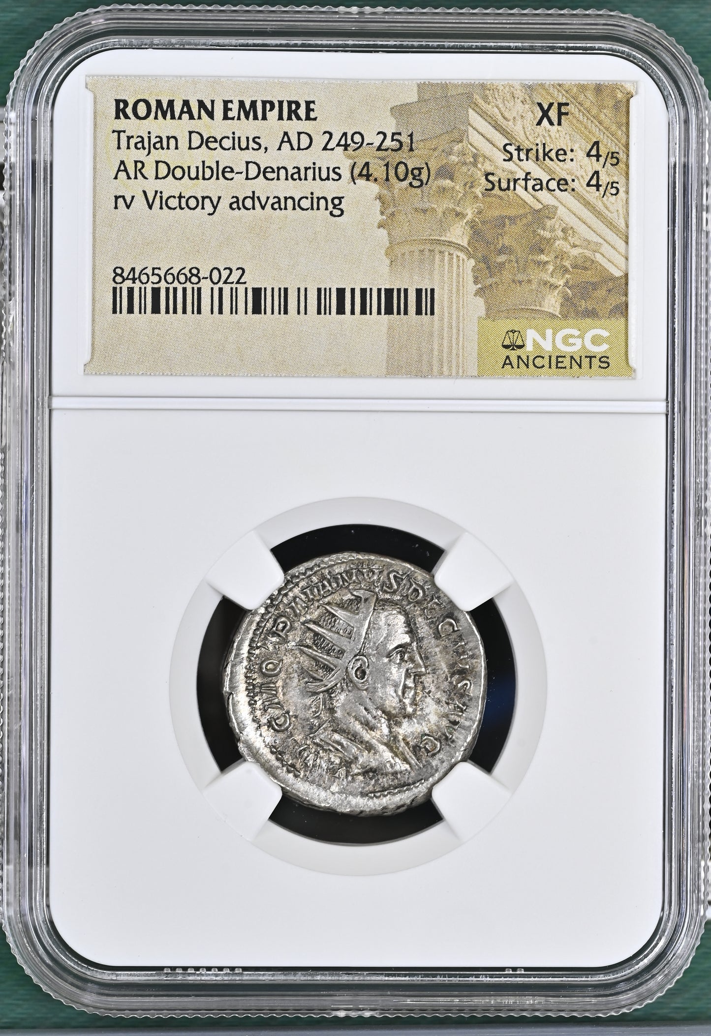 Roman Empire - Trajan Decius - Silver Double-Denarius - NGC Ch XF