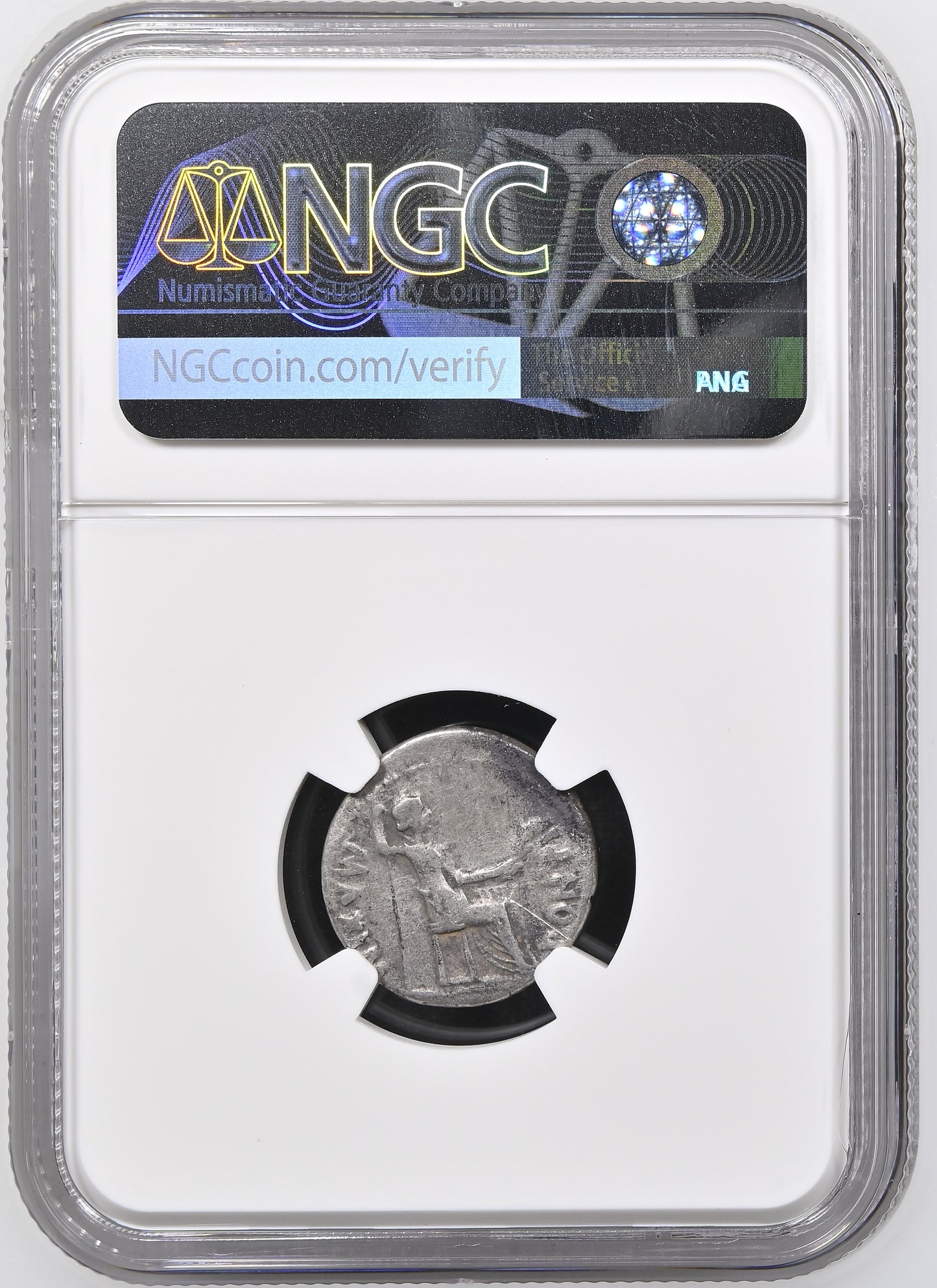Roman Empire - Tiberius - Silver Denarius - NGC F - RIC:26