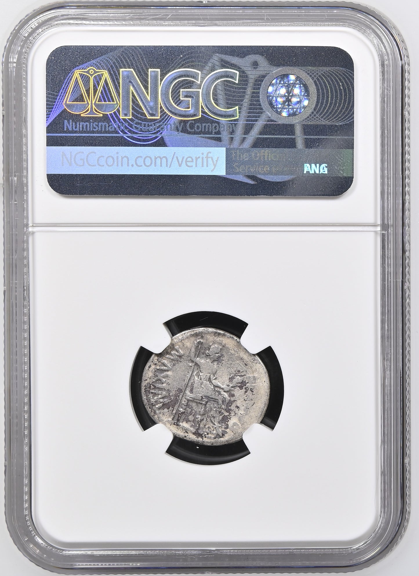 Roman Empire - Tiberius - Silver Denarius - NGC Ch F - RIC:30