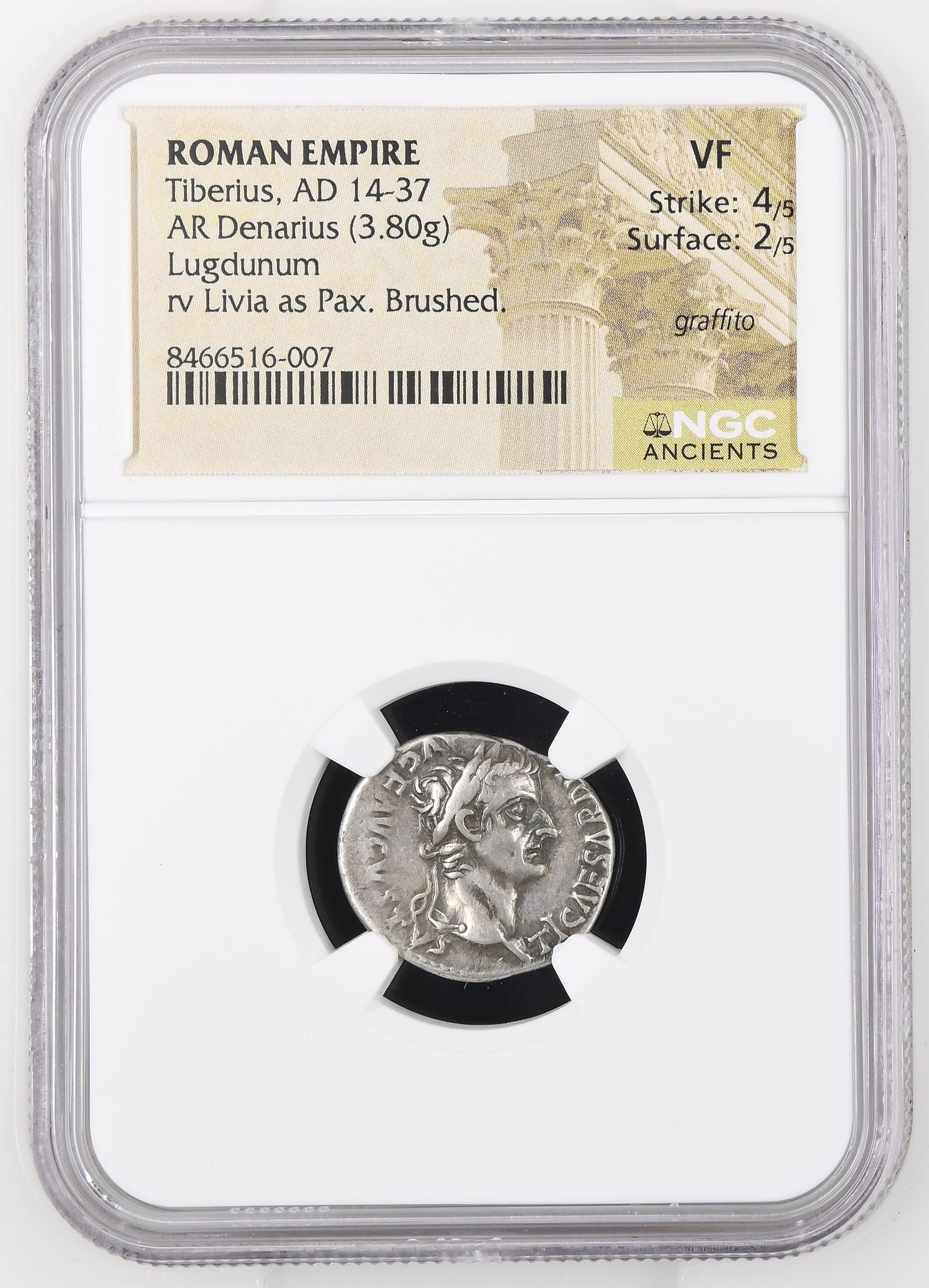 Roman Empire - Tiberius - Silver Denarius - NGC VF - RIC:30