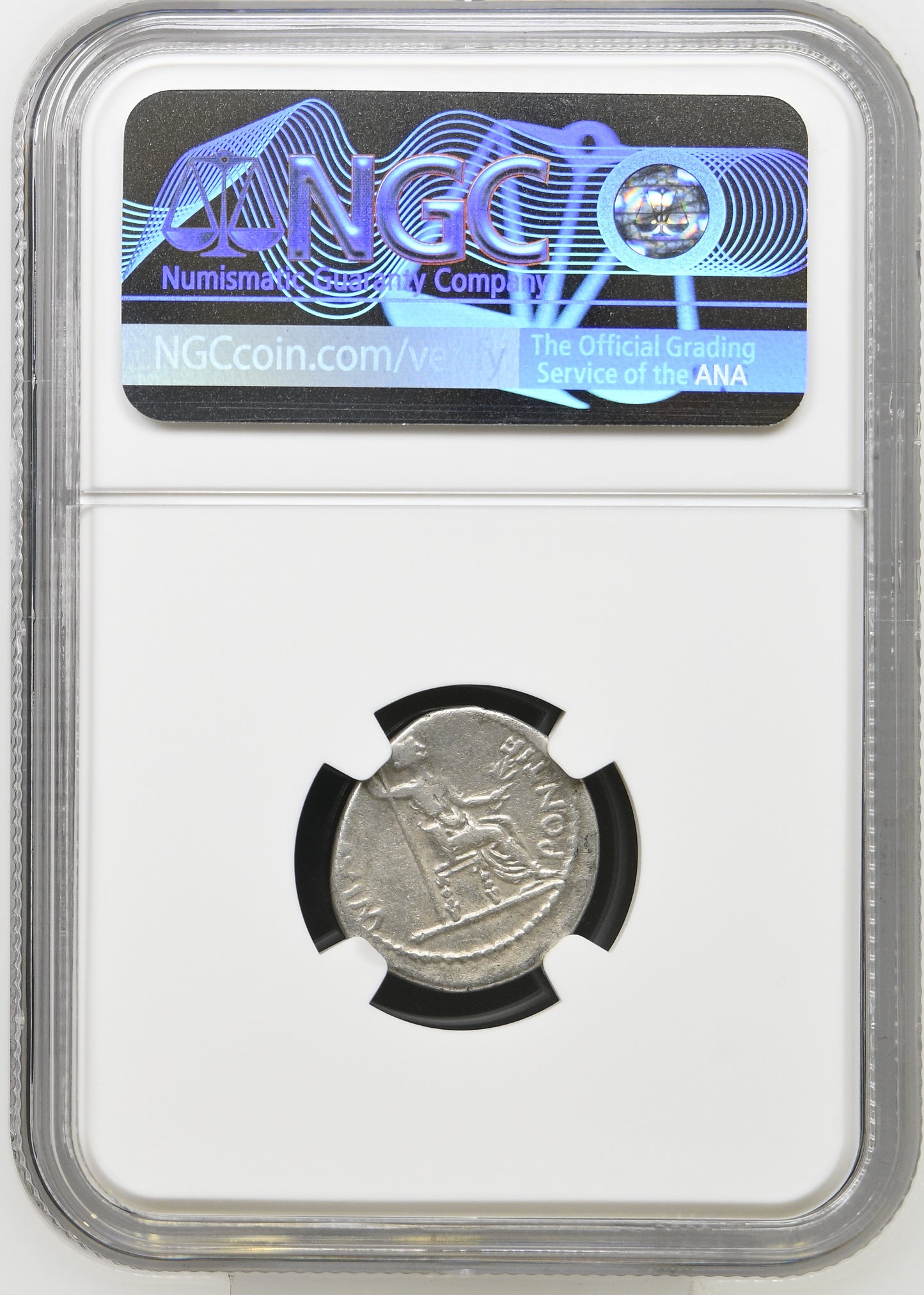 Roman Empire - Tiberius - Silver Denarius - NGC Ch F - RIC:30