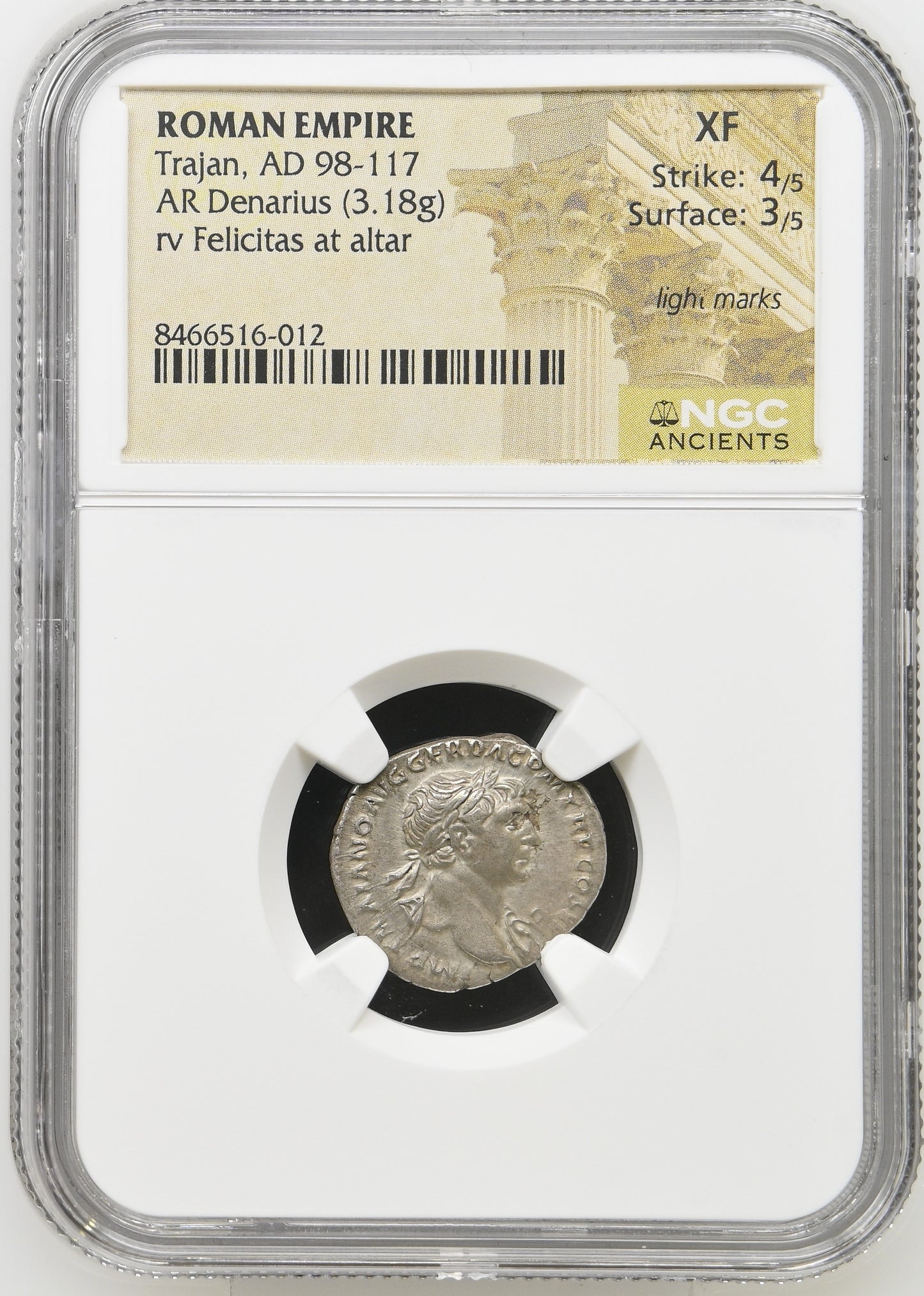 Roman Empire - Trajan - Silver Denarius - NGC XF - RIC:174