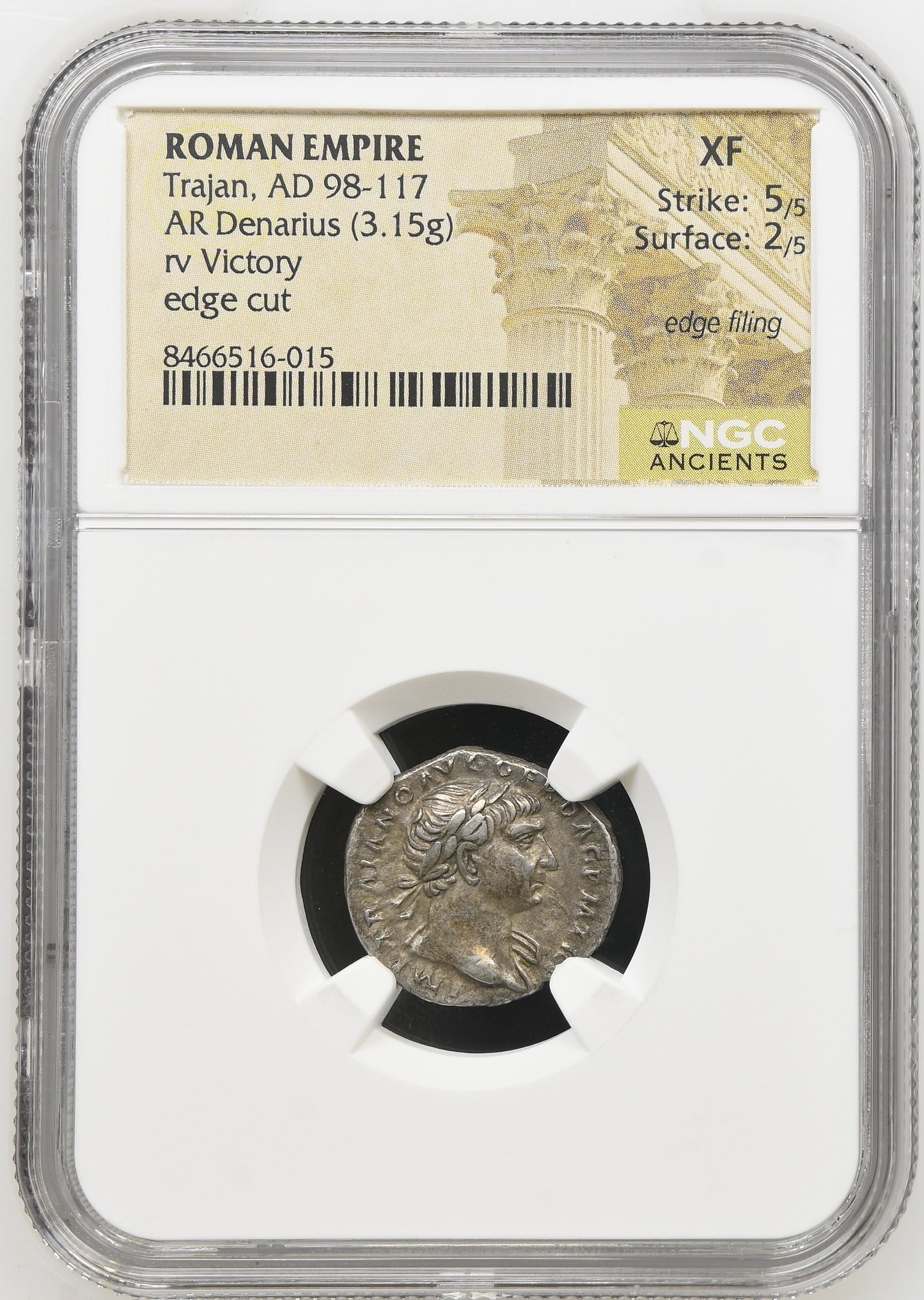 Roman Empire - Trajan - Silver Denarius - NGC XF - RIC:60