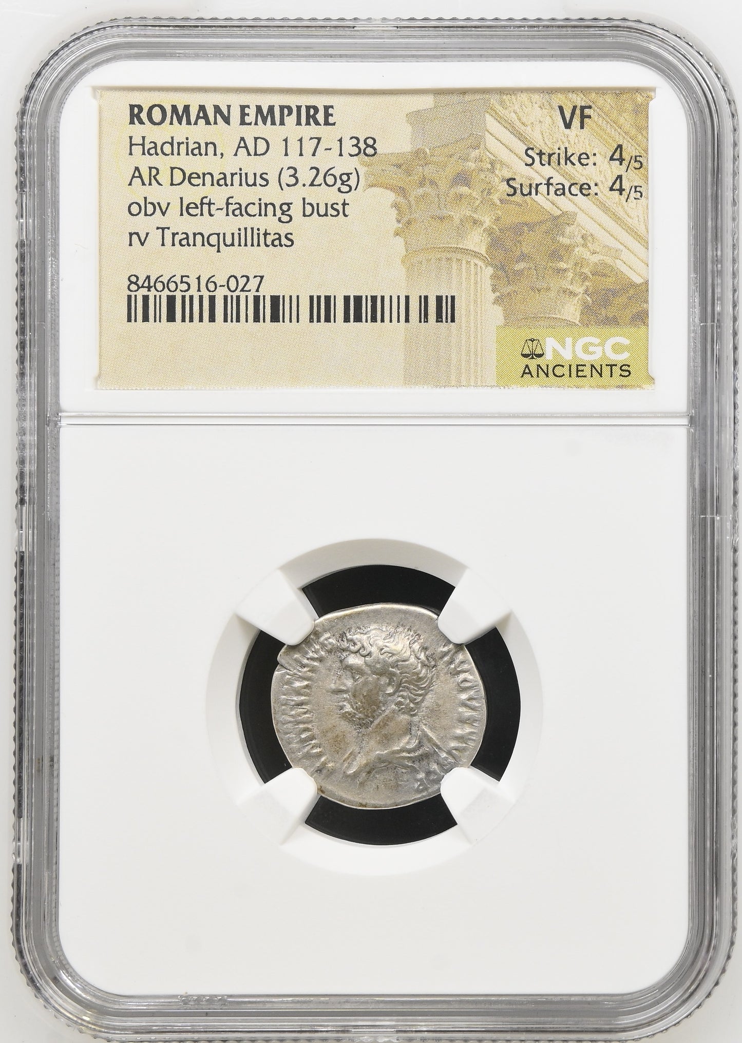Roman Empire - Hadrian - Silver Denarius - NGC VF - RIC:2056