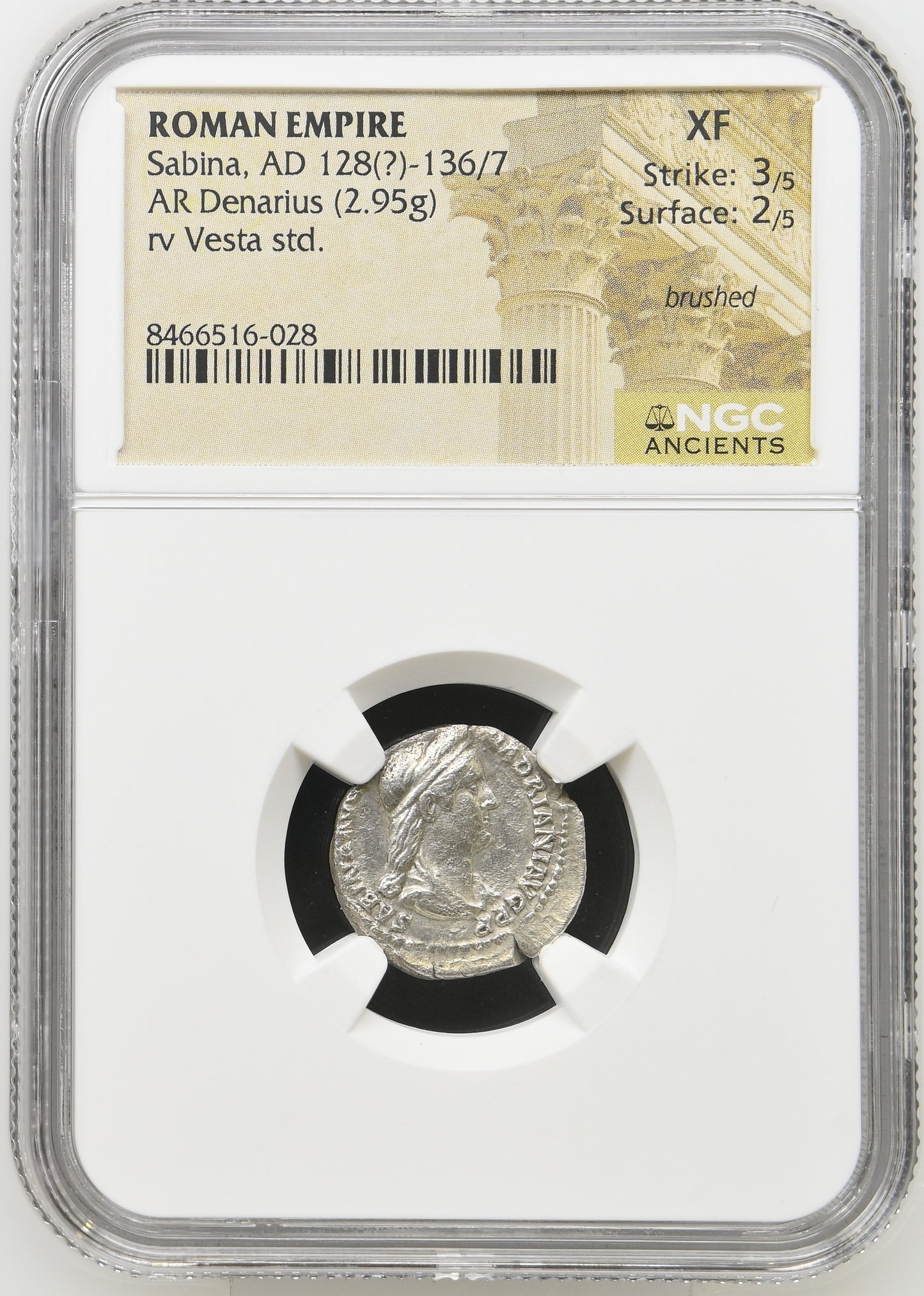 Roman Empire - Sabina - Silver Denarius - NGC XF - RIC:410