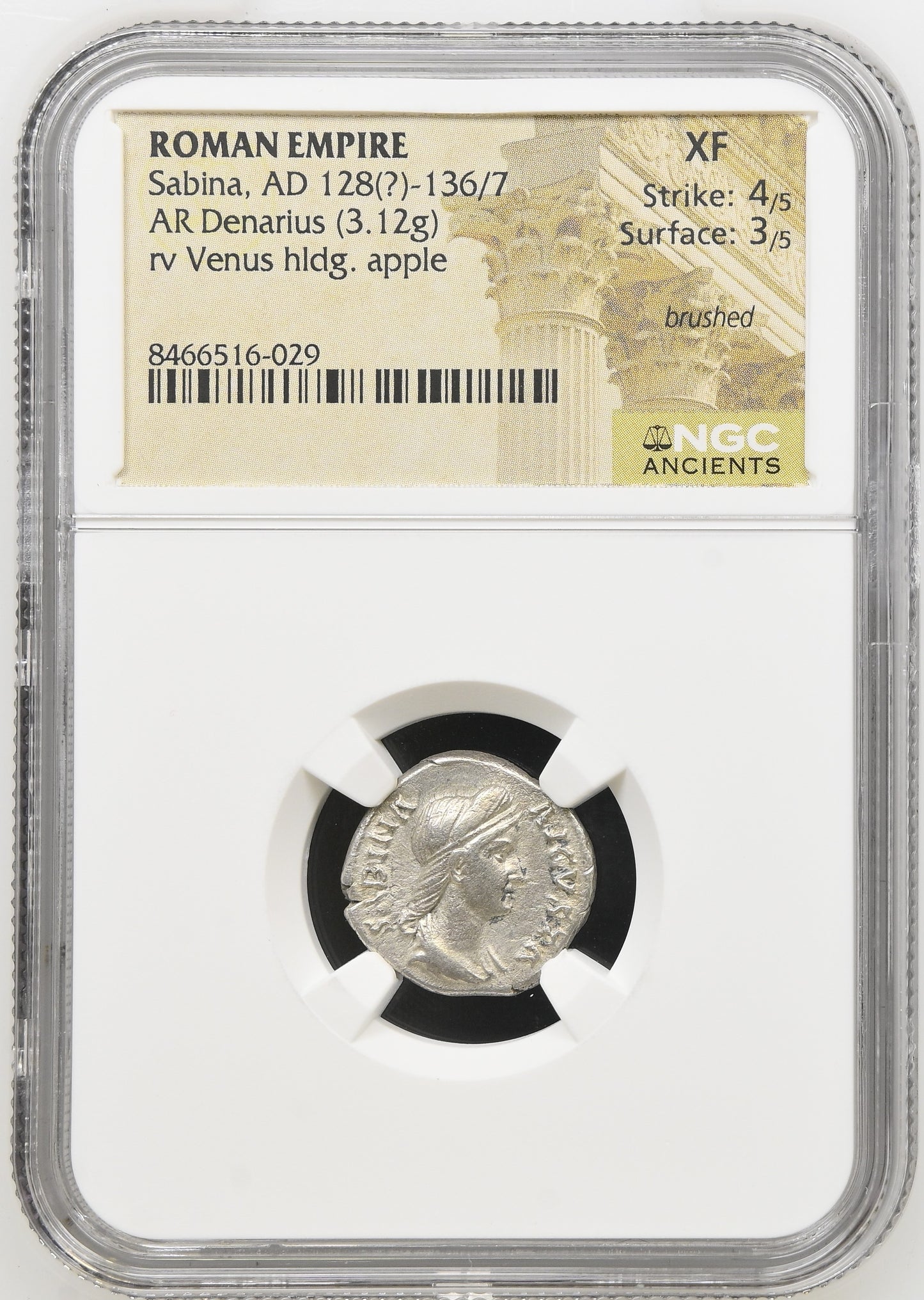 Roman Empire - Sabina - Silver Denarius - NGC XF - RIC:2576