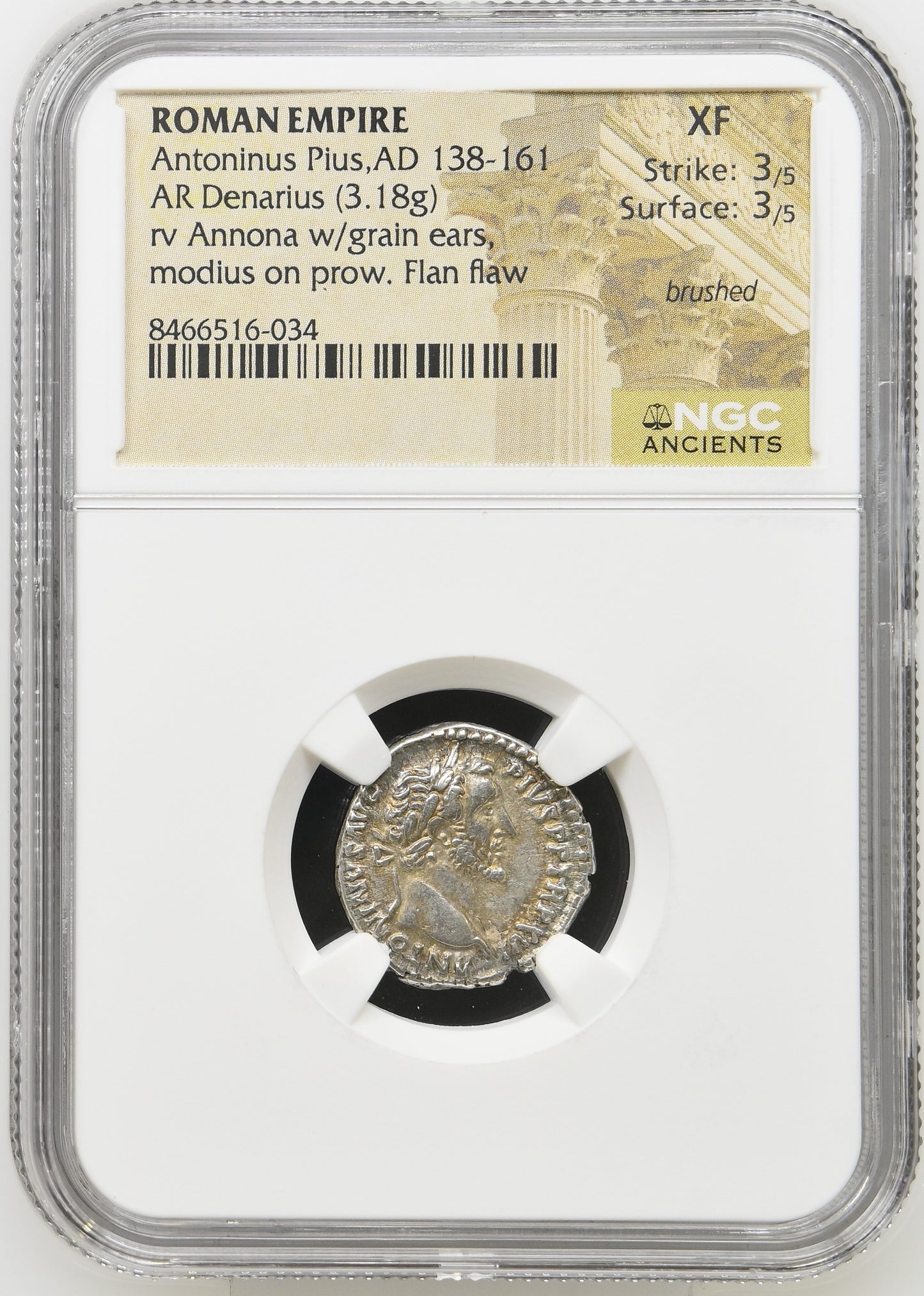 Roman Empire - Antoninus Pius - Silver Denarius - NGC XF - RIC:239