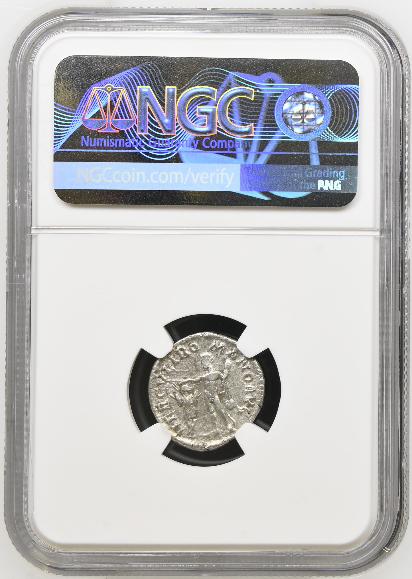 Roman Empire - Commodus - Silver Denarius - NGC Ch VF - RIC:254a