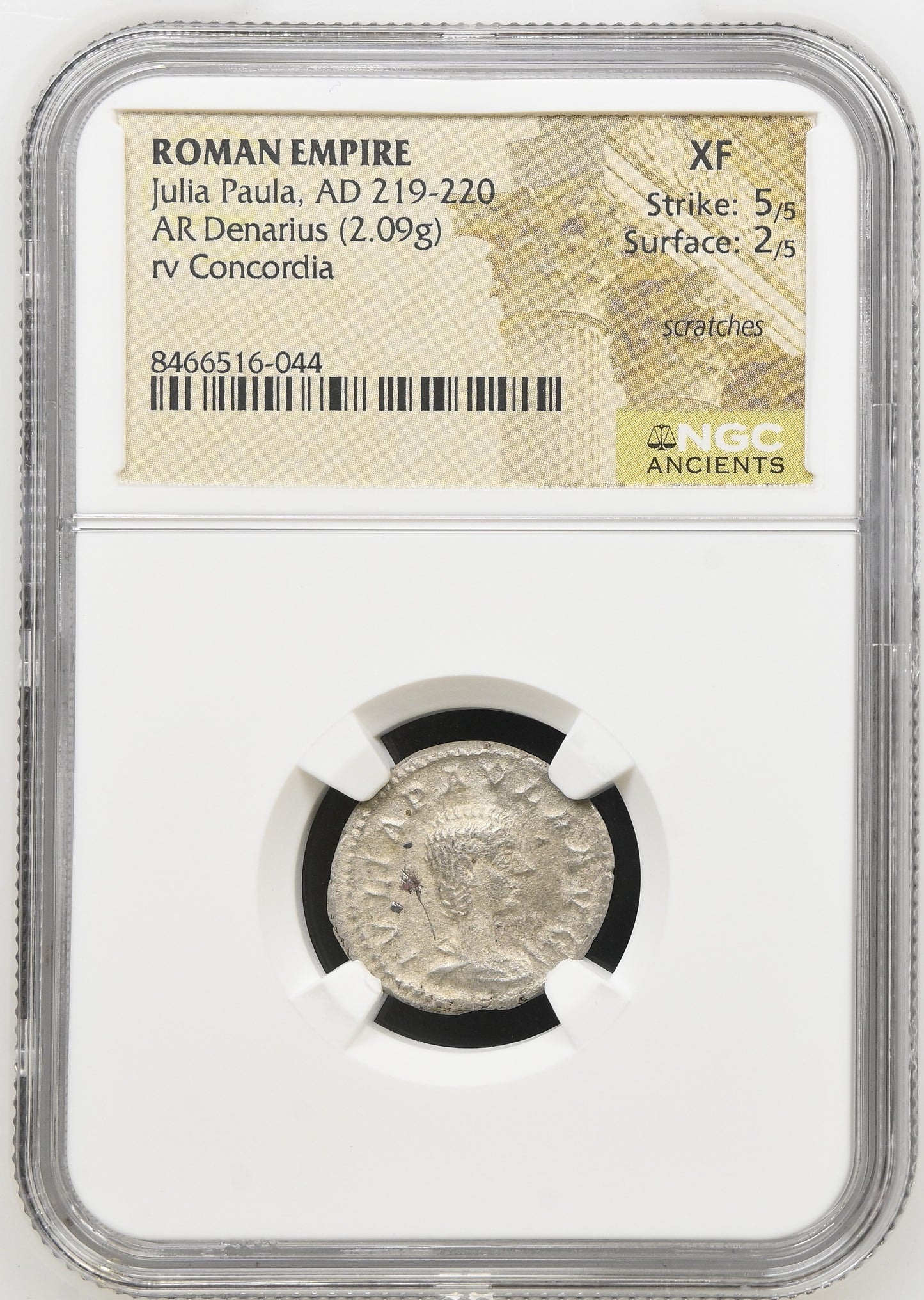 Roman Empire - Julia Paula - Silver Denarius - NGC XF - RIC:211