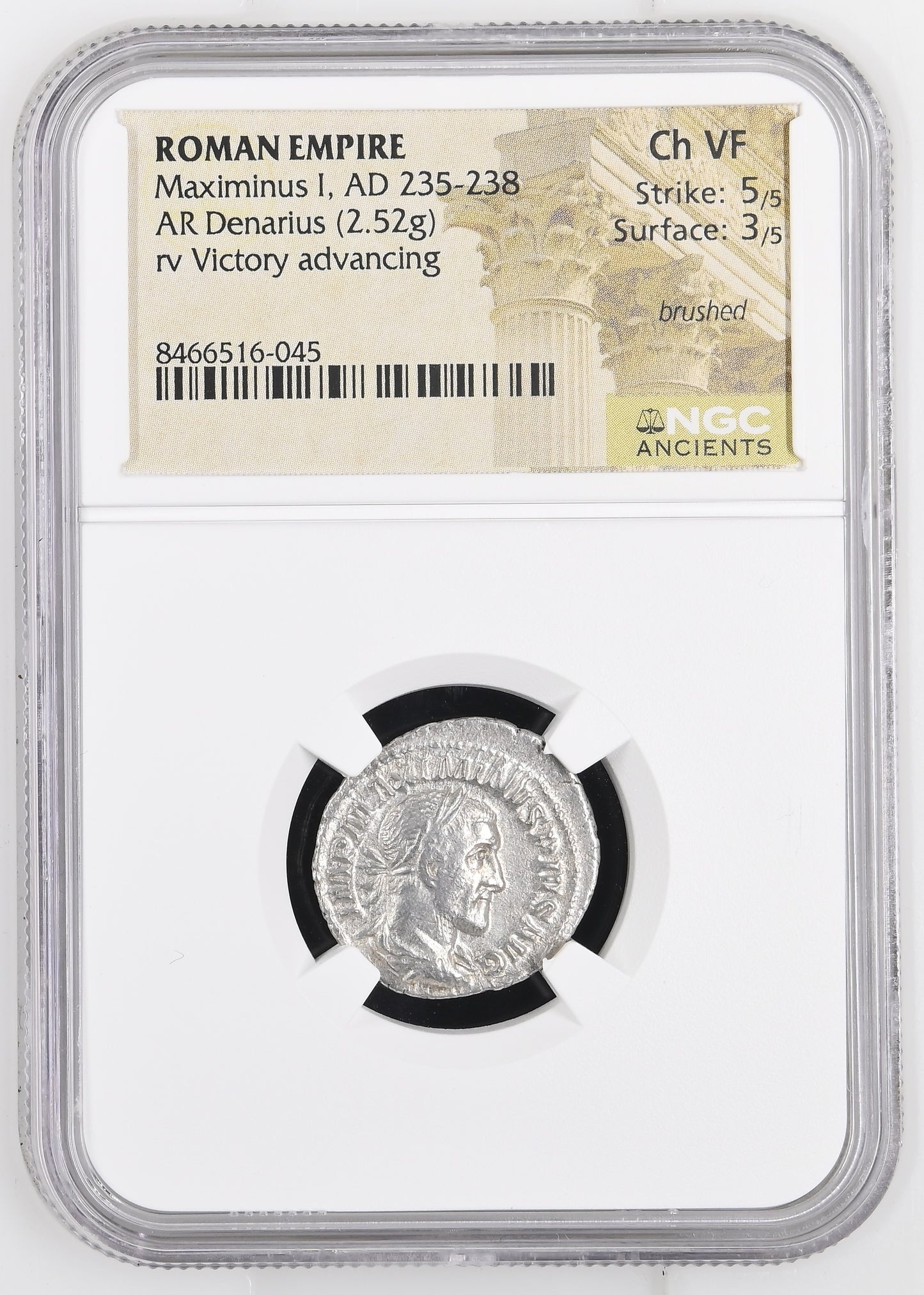 Roman Empire - Maximinus I - Silver Denarius - NGC Ch VF - RIC:16