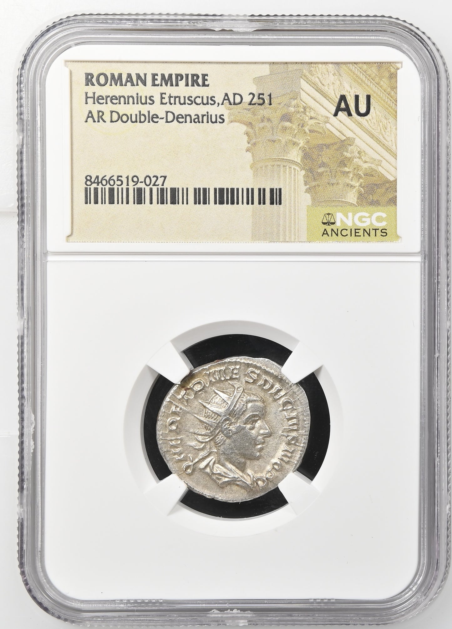 Roman Empire - Herennius Etruscus - Silver Double-Denarius - NGC AU - RIC:147c