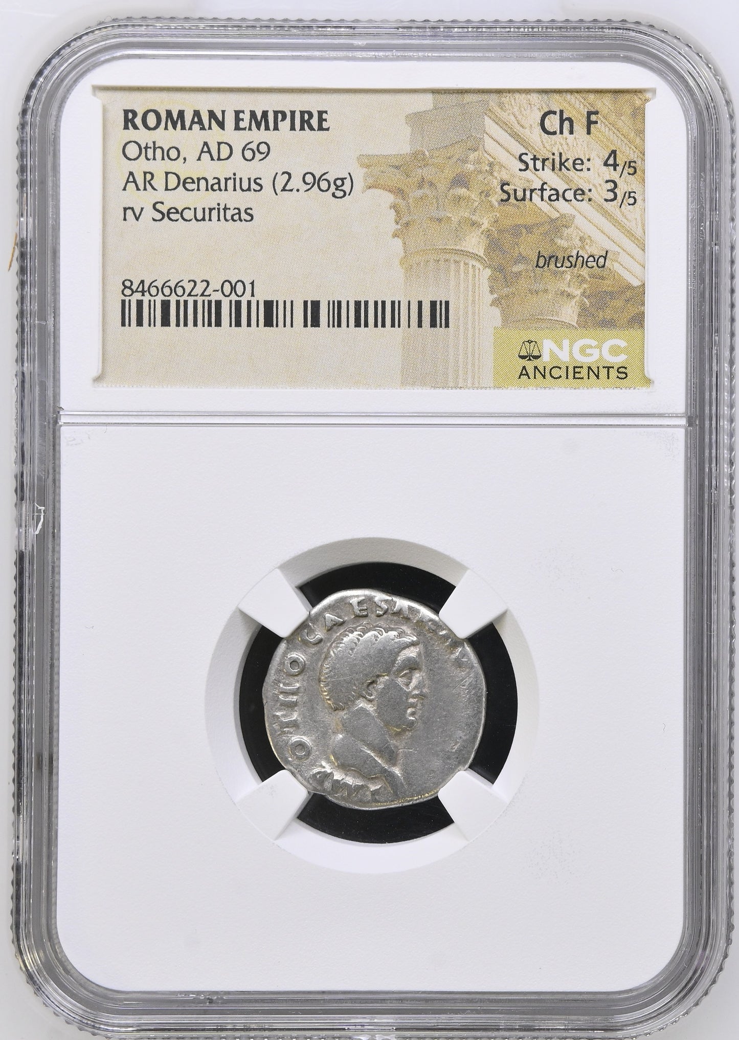 Roman Empire - Otho - Silver Denarius - NGC Ch F - RIC:10