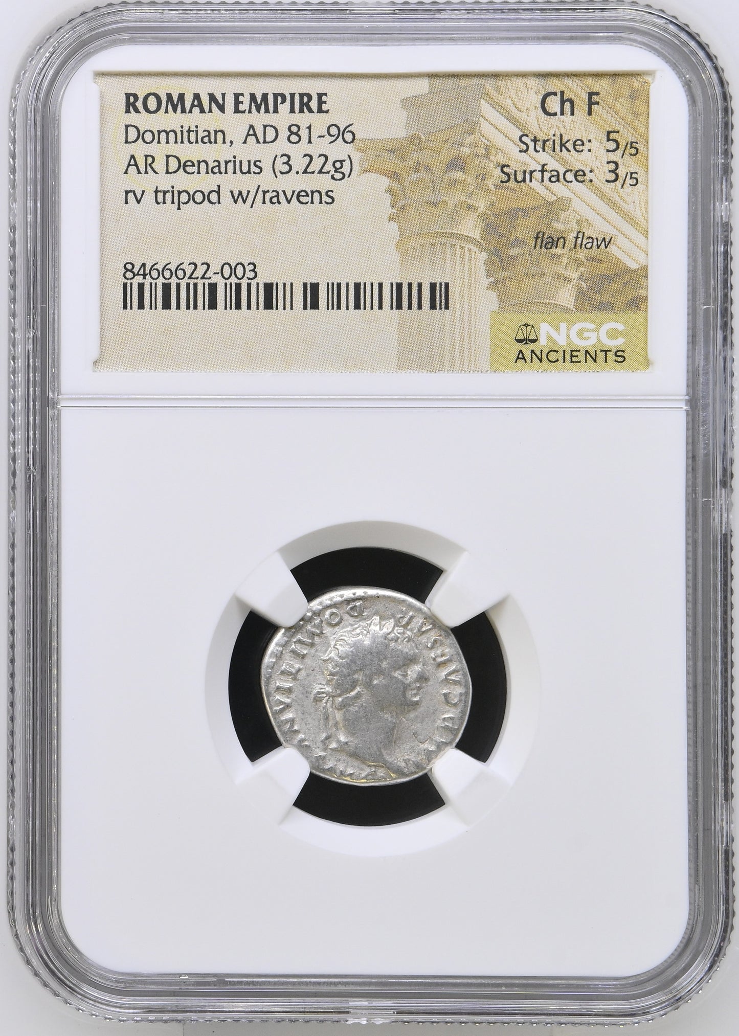 Roman Empire - Domitian - Silver Denarius - NGC Ch F - RIC:5
