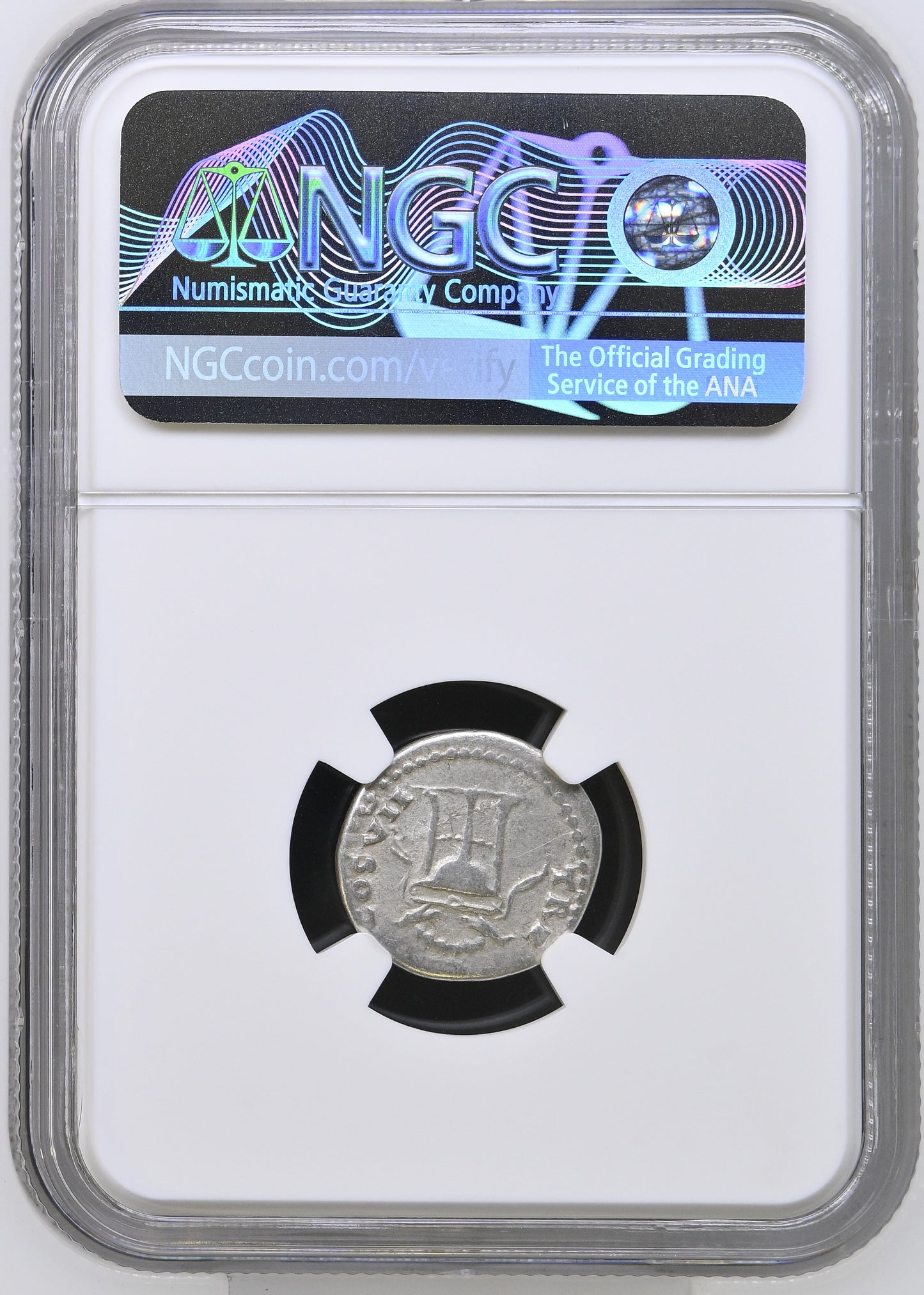 Roman Empire - Domitian - Silver Denarius - NGC Ch F - RIC:5