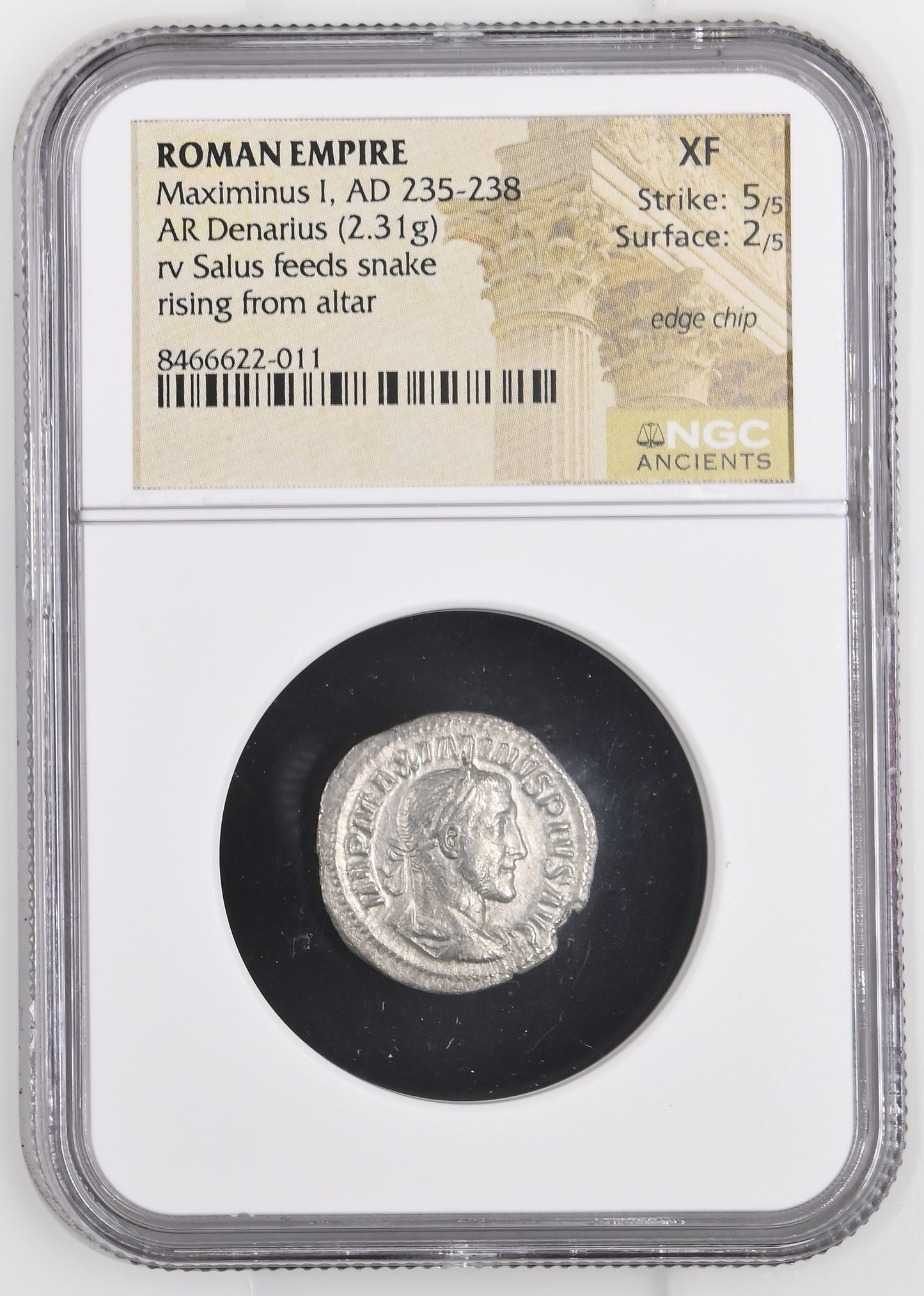 Roman Empire - Maximinus I - Silver Denarius - NGC XF - RIC:14