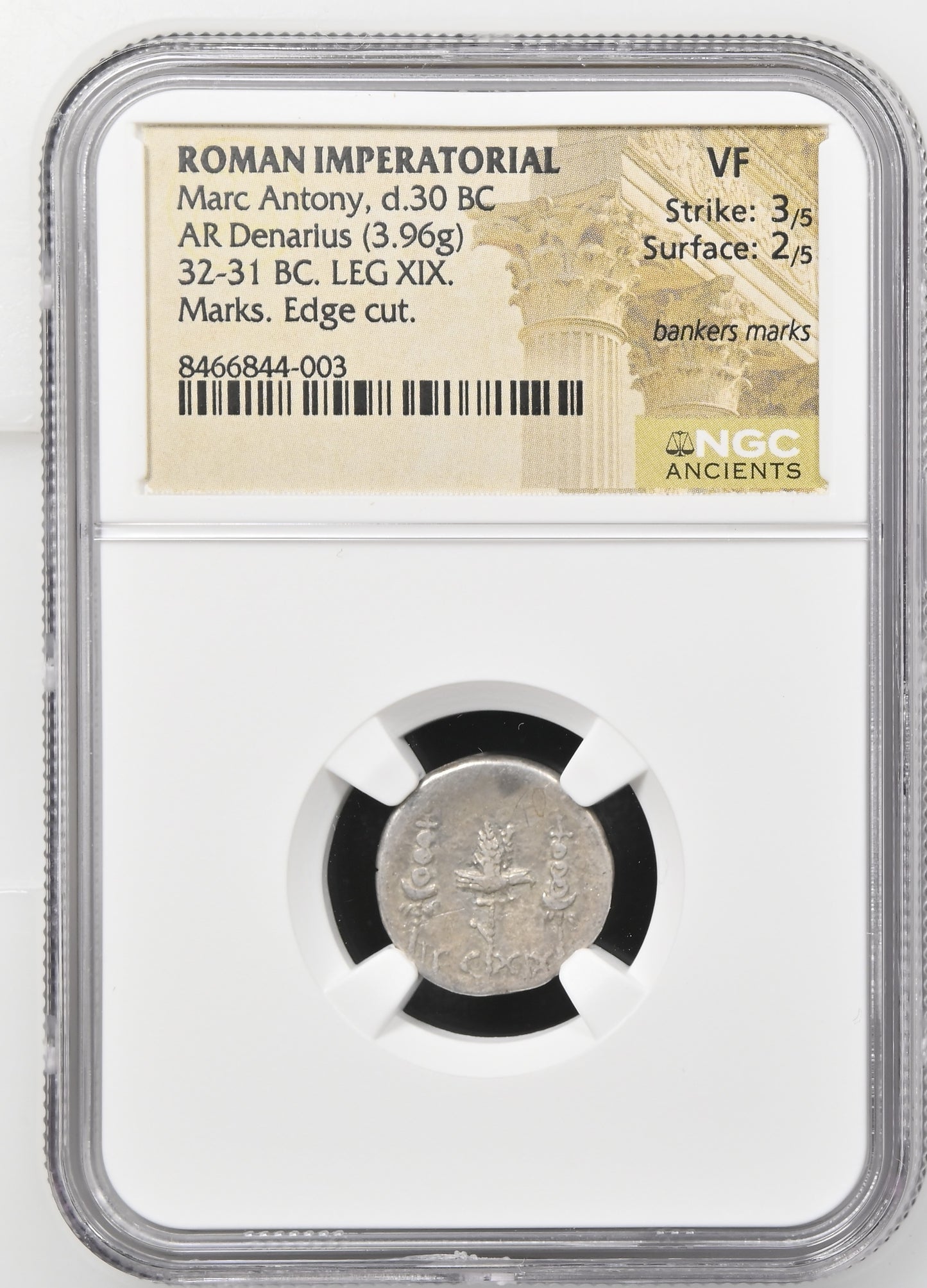 Roman Imperatorial - Marc Antony - Silver Denarius - NGC VF - Crawf. 544/35
