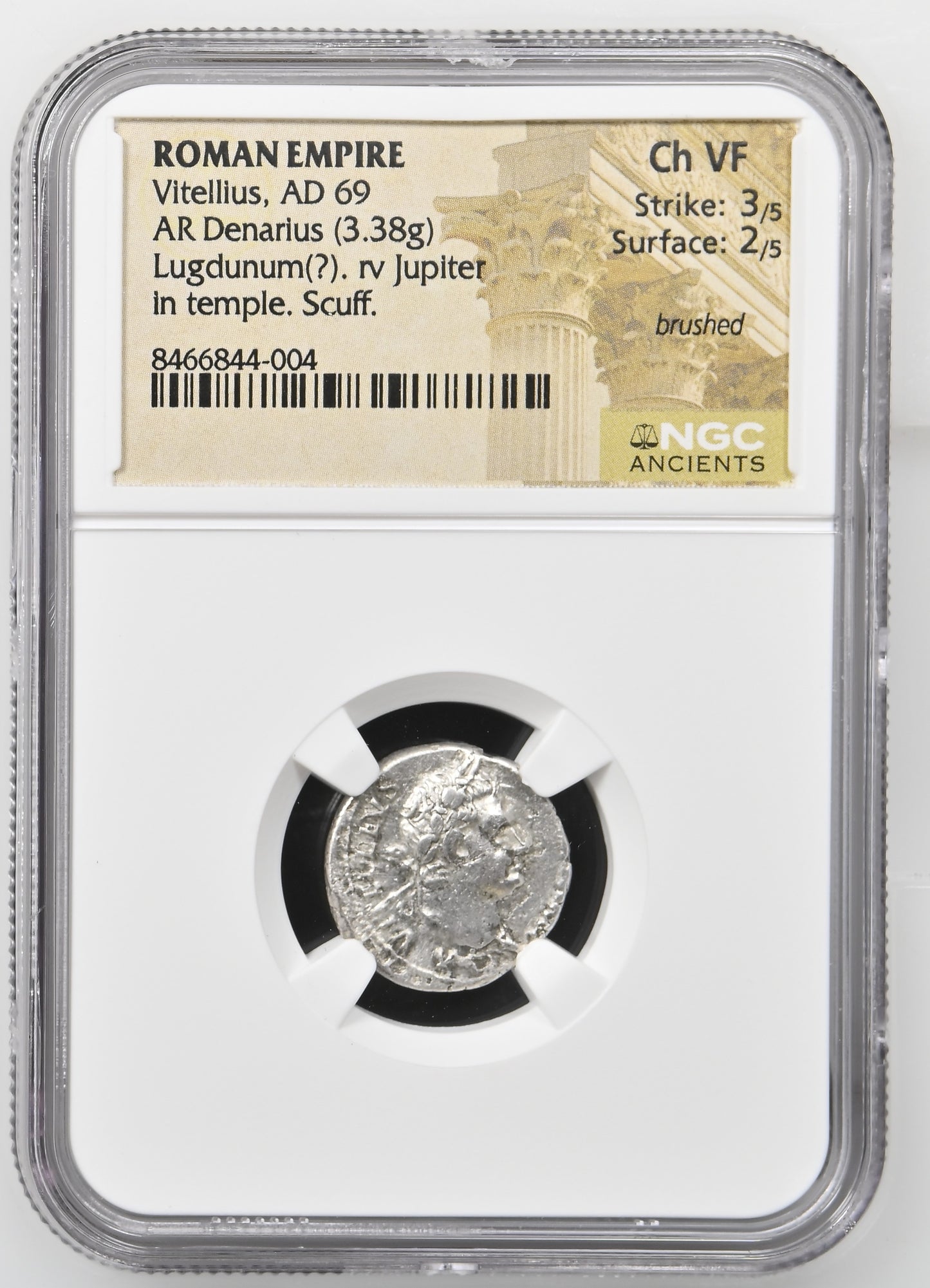 Roman Empire - Vitellius - Silver Denarius - NGC Ch VF - RIC:56