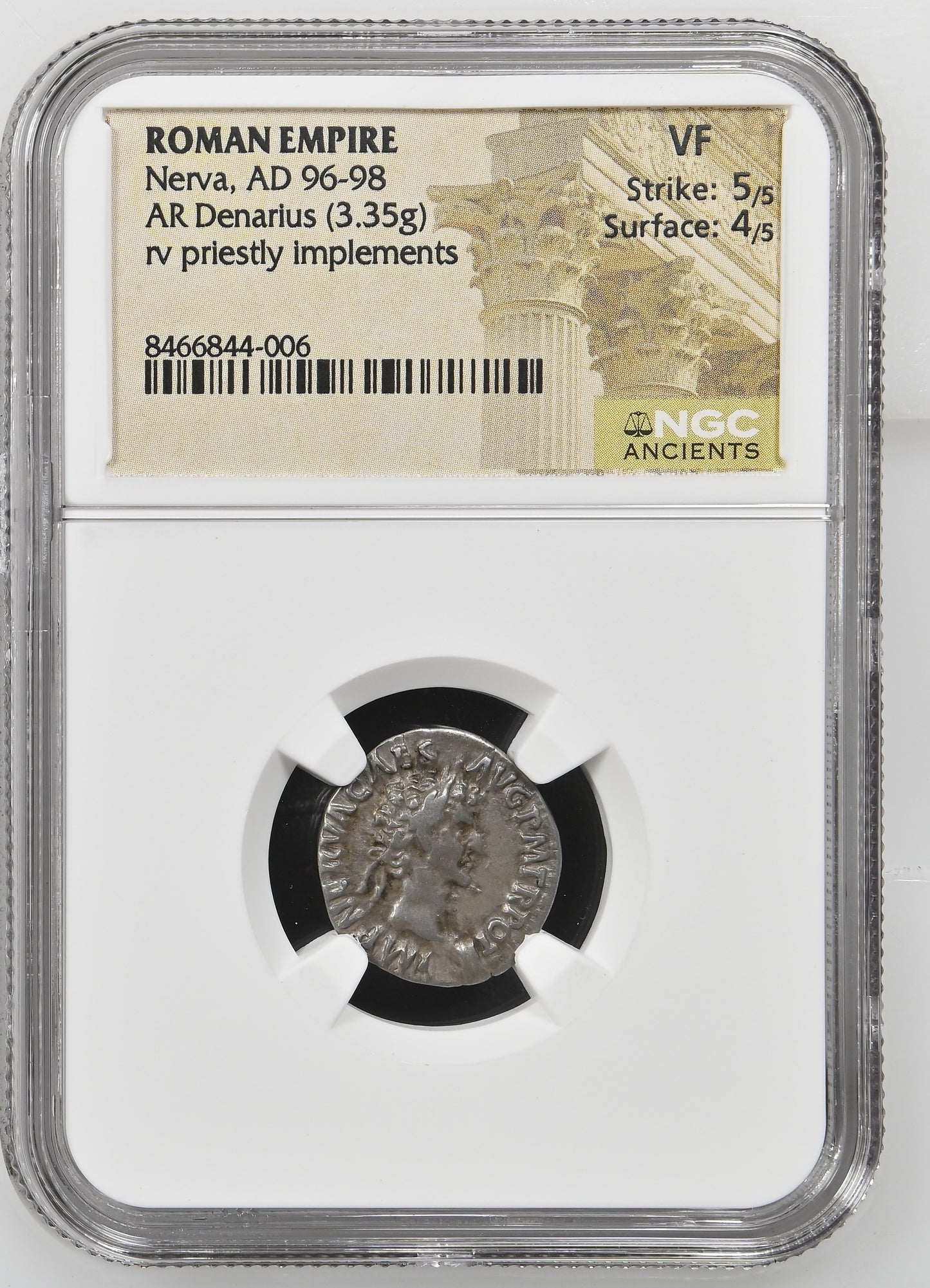 Roman Empire - Nerva - Silver Denarius - NGC VF - RIC:24