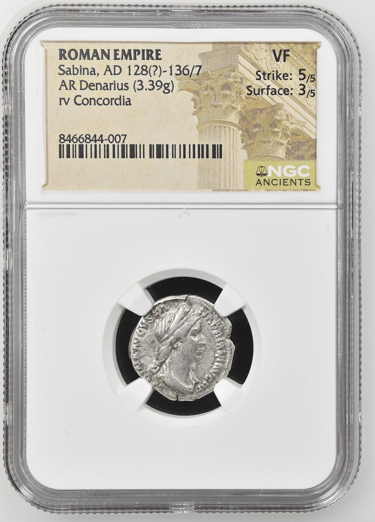 Roman Empire - Sabina - Silver Denarius - NGC VF - RIC:2501