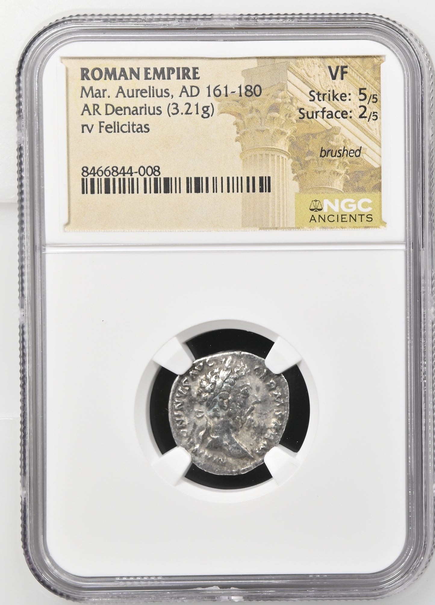 Roman Empire - Marcus Aurelius - Silver Denarius - NGC VF - RIC:330