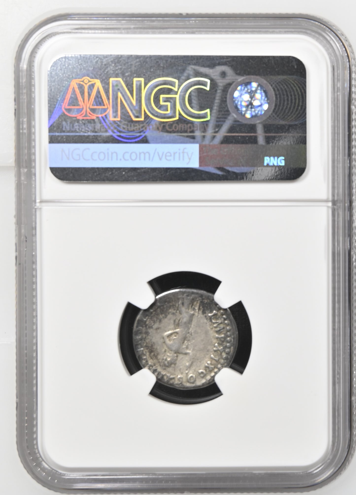 Roman Empire - Domitian - Silver Denarius - NGC Ch F - RIC:789