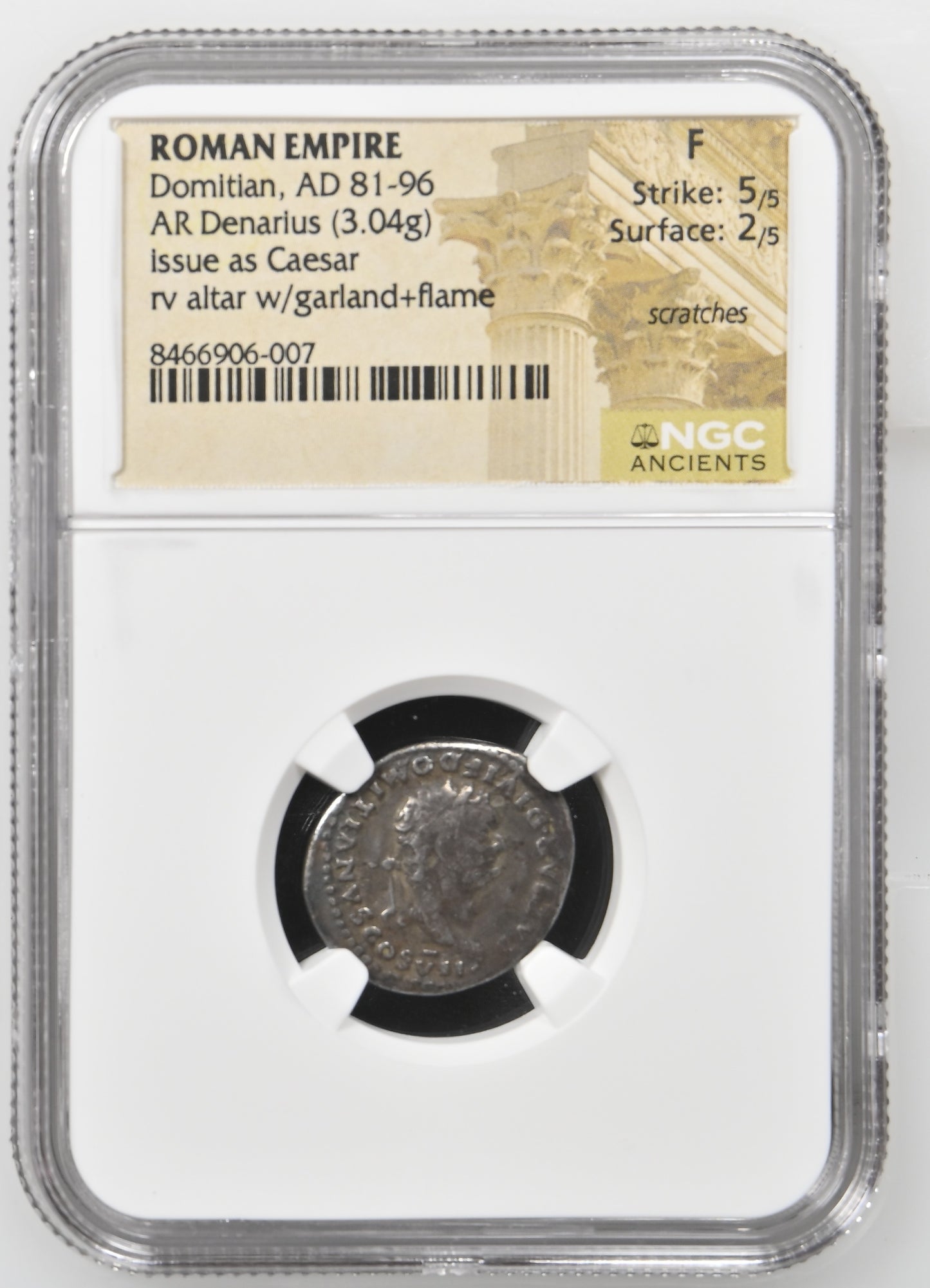 Roman Empire - Domitian - Silver Denarius - NGC F - RIC:266