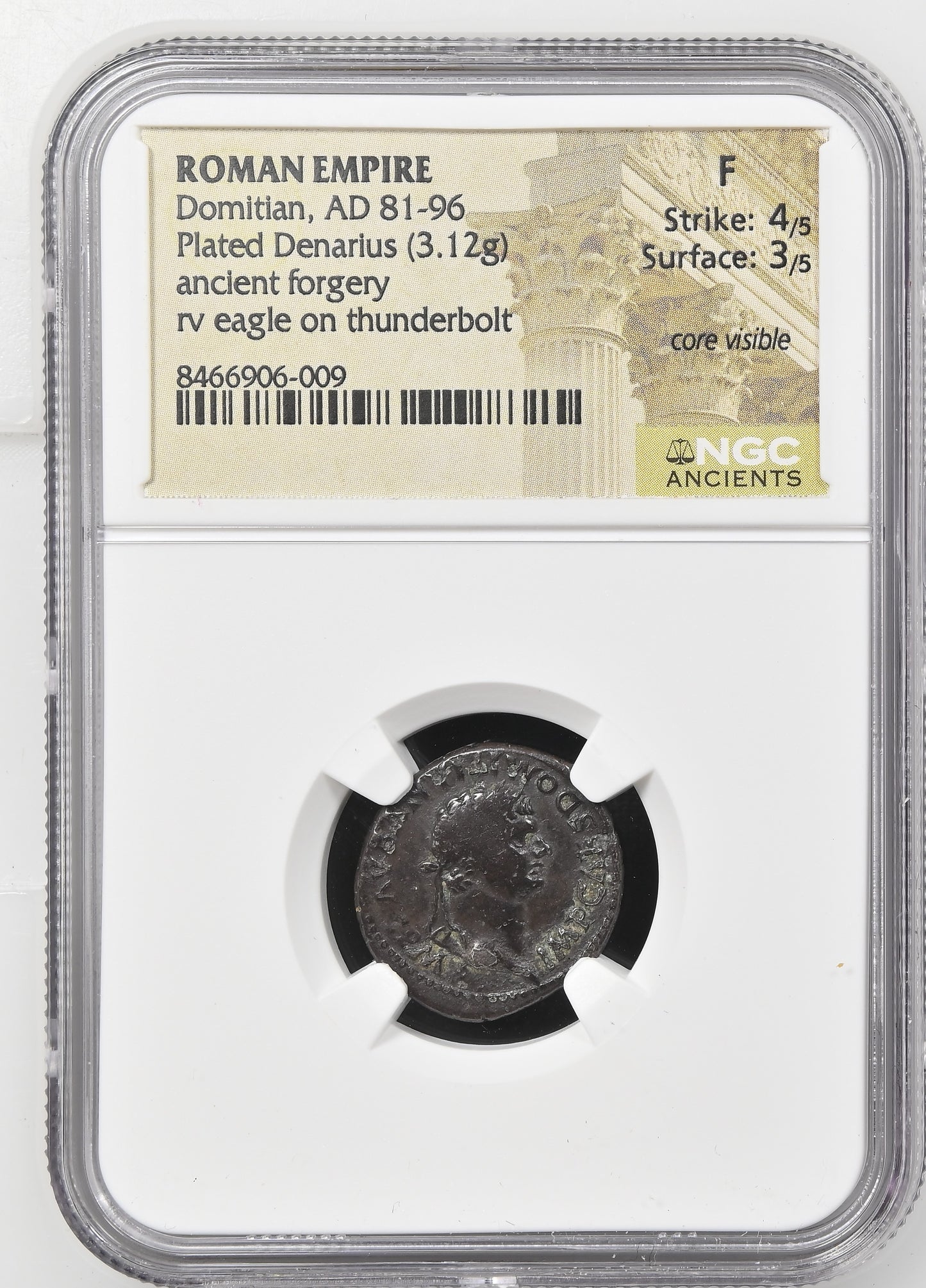 Roman Empire - Domitian - Plated Denarius - NGC F - RIC:144